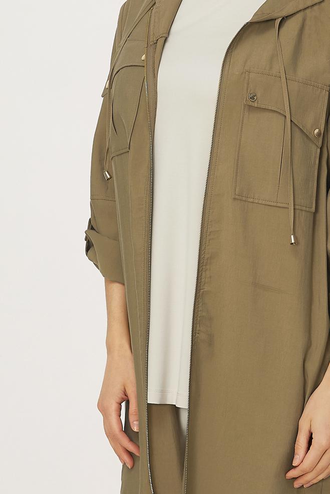 Hijab-Kleidung BRAUN KAPUZENJACKE 46386 - ALVİNA