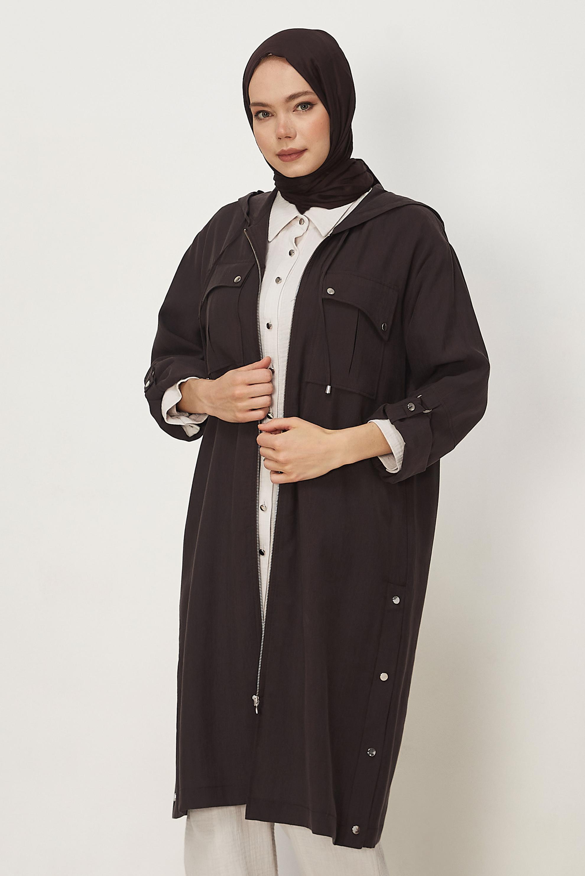 Hijab-Kleidung BRAUN KAPUZENJACKE 46386