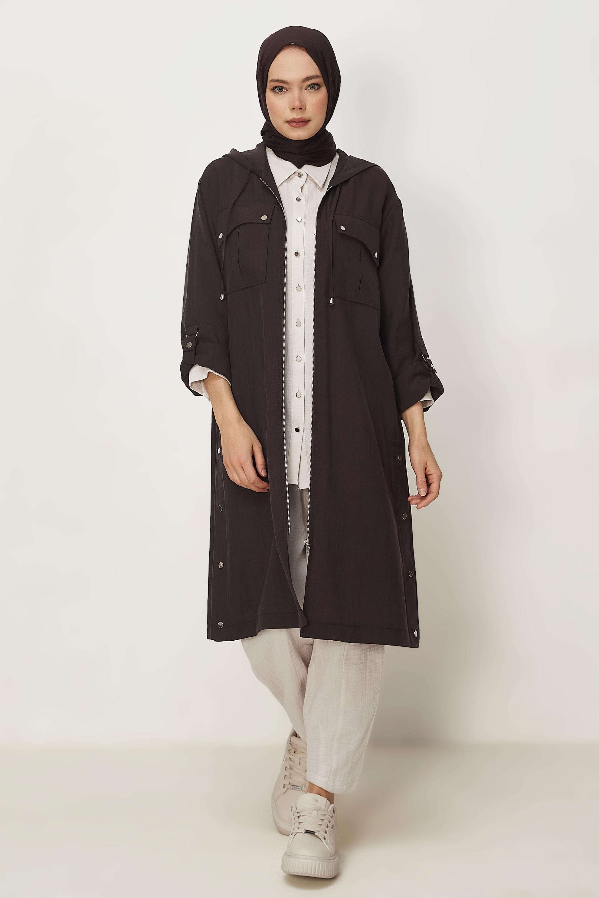 Hijab-Kleidung BRAUN KAPUZENJACKE 46386