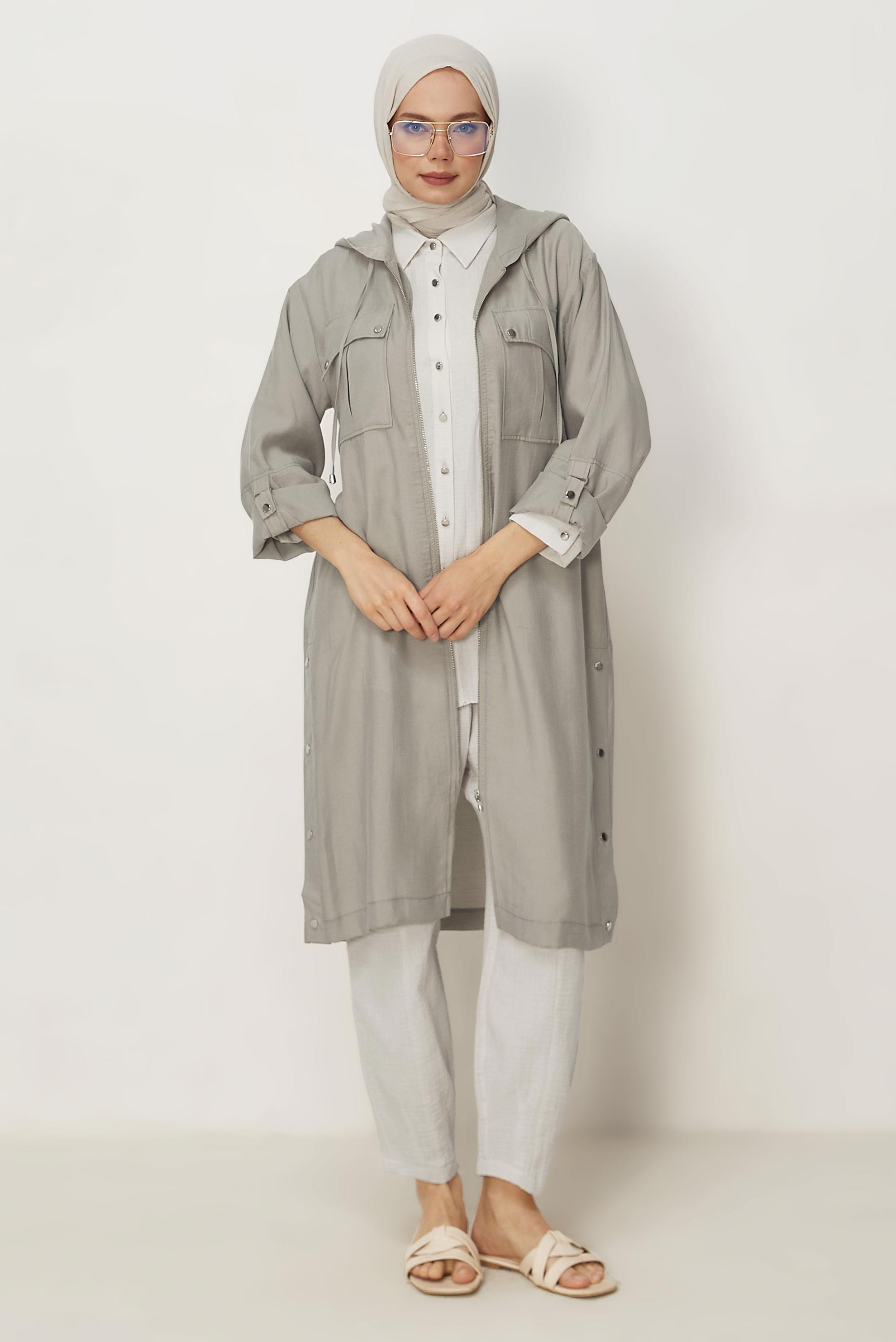 Hijab-Kleidung BEIGE KAPUZENJACKE 46386