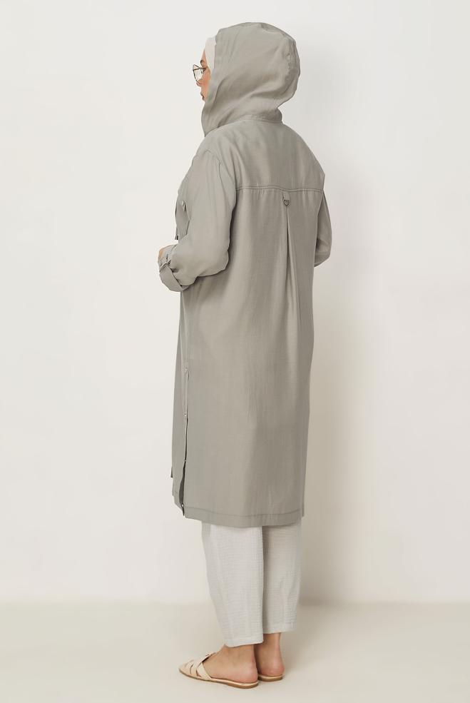 Hijab-Kleidung BEIGE KAPUZENJACKE 46386 - ALVİNA