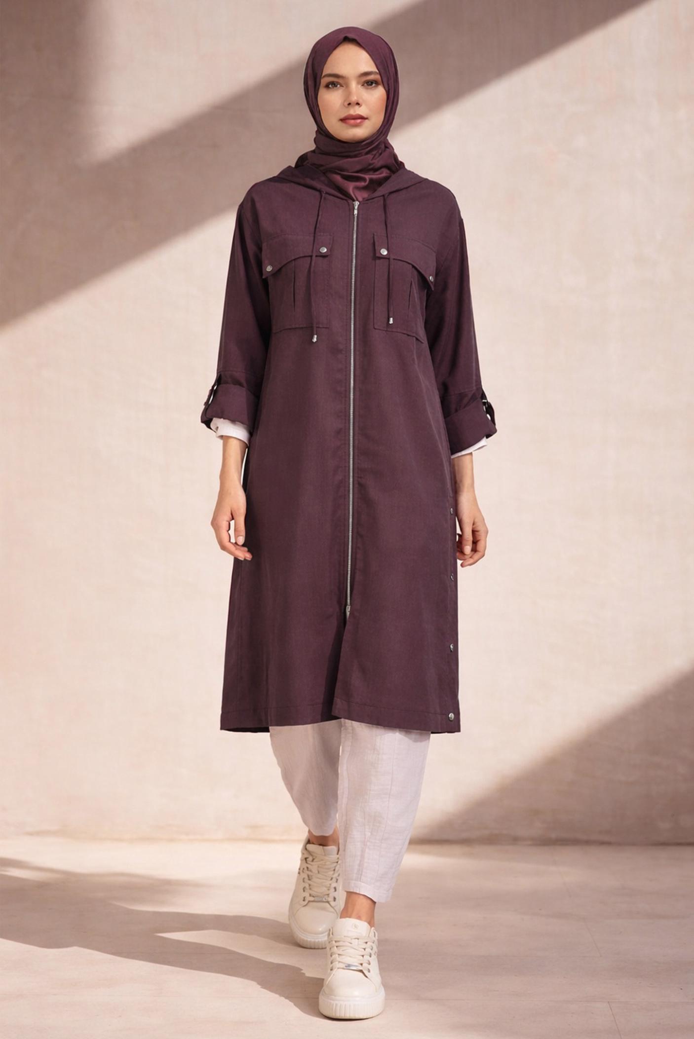 Hijab-Kleidung BURGUND KAPUZENJACKE 46386