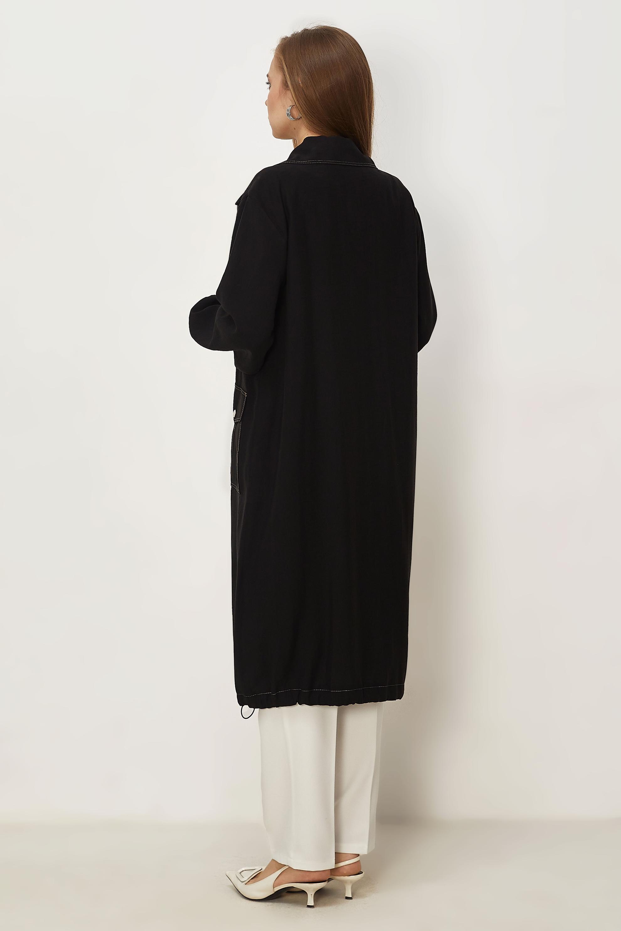 Hijab clothing BLACK SMOCKED DETAIL JACKET 46396