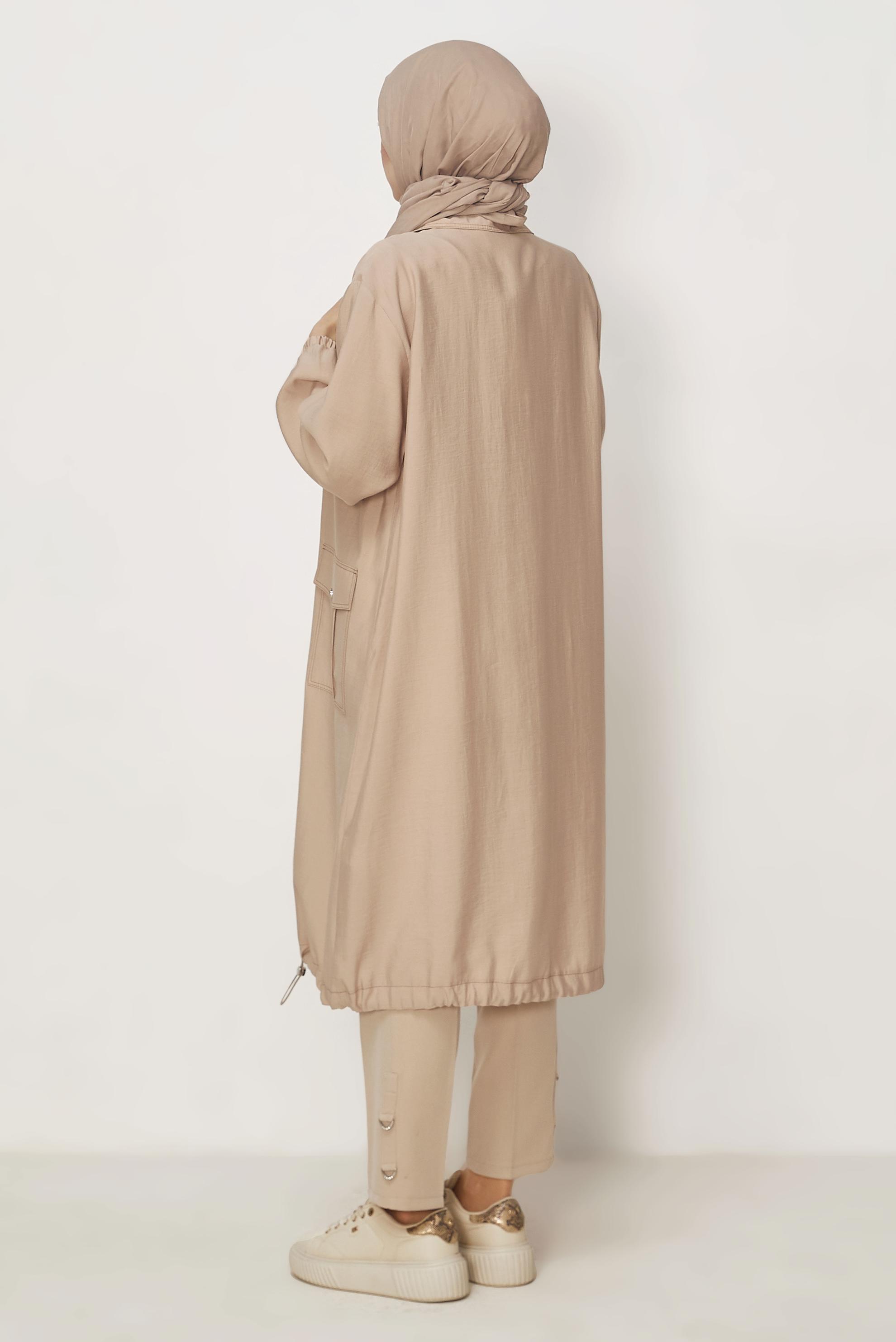 Hijab clothing BEIGE SMOCKED DETAIL JACKET 46396