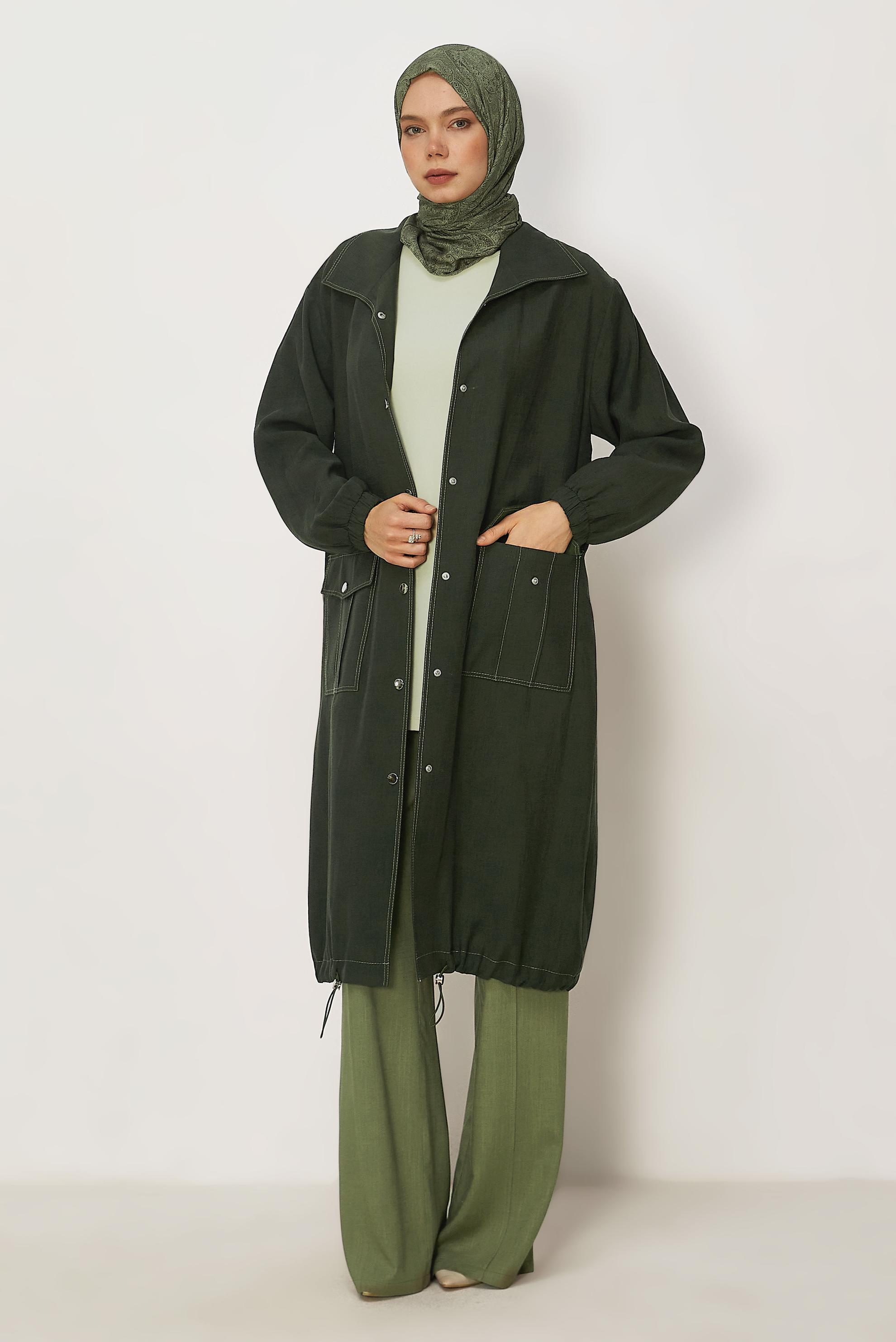 Hijab clothing KHAKI SMOCKED DETAIL JACKET 46396