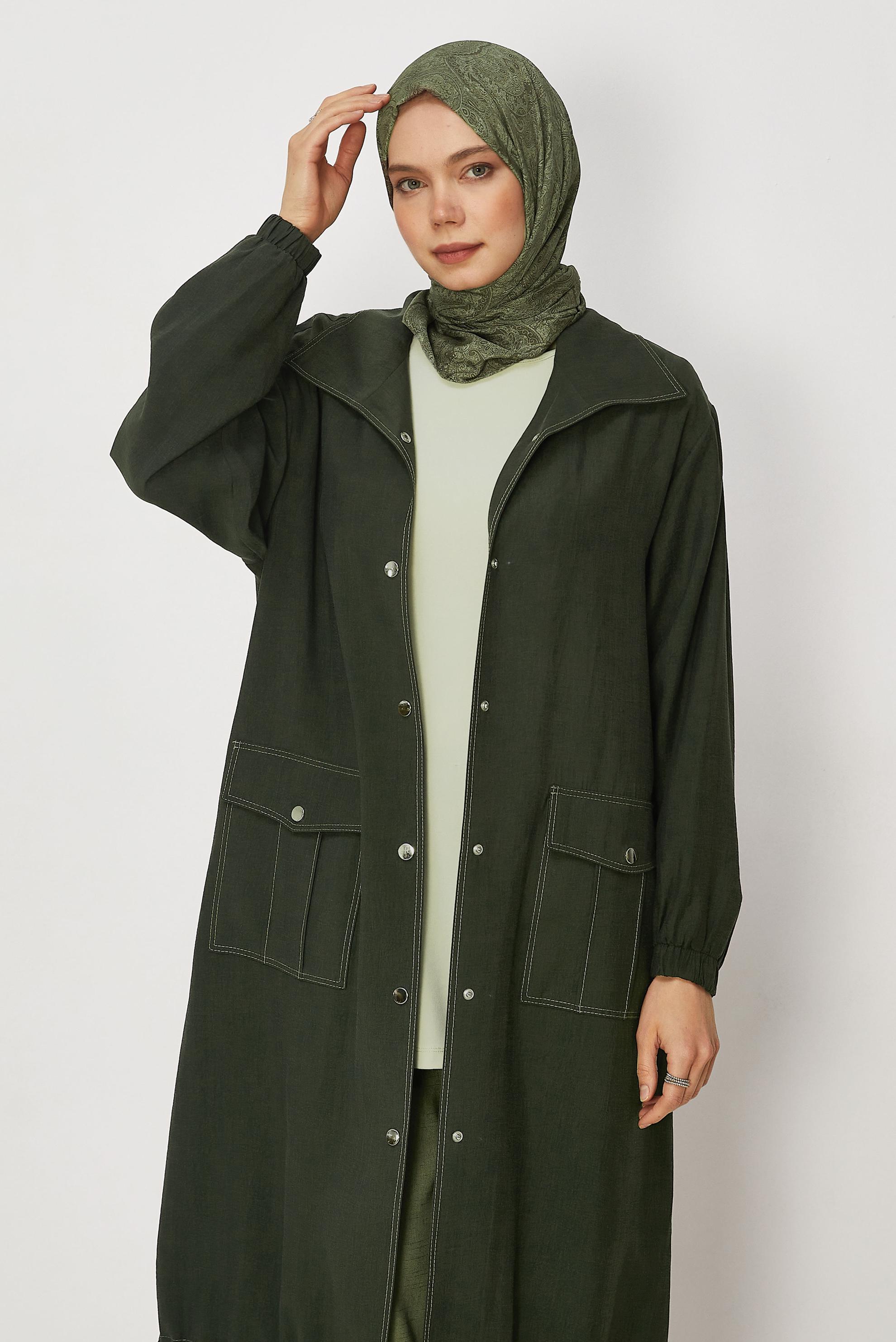 Hijab clothing KHAKI SMOCKED DETAIL JACKET 46396