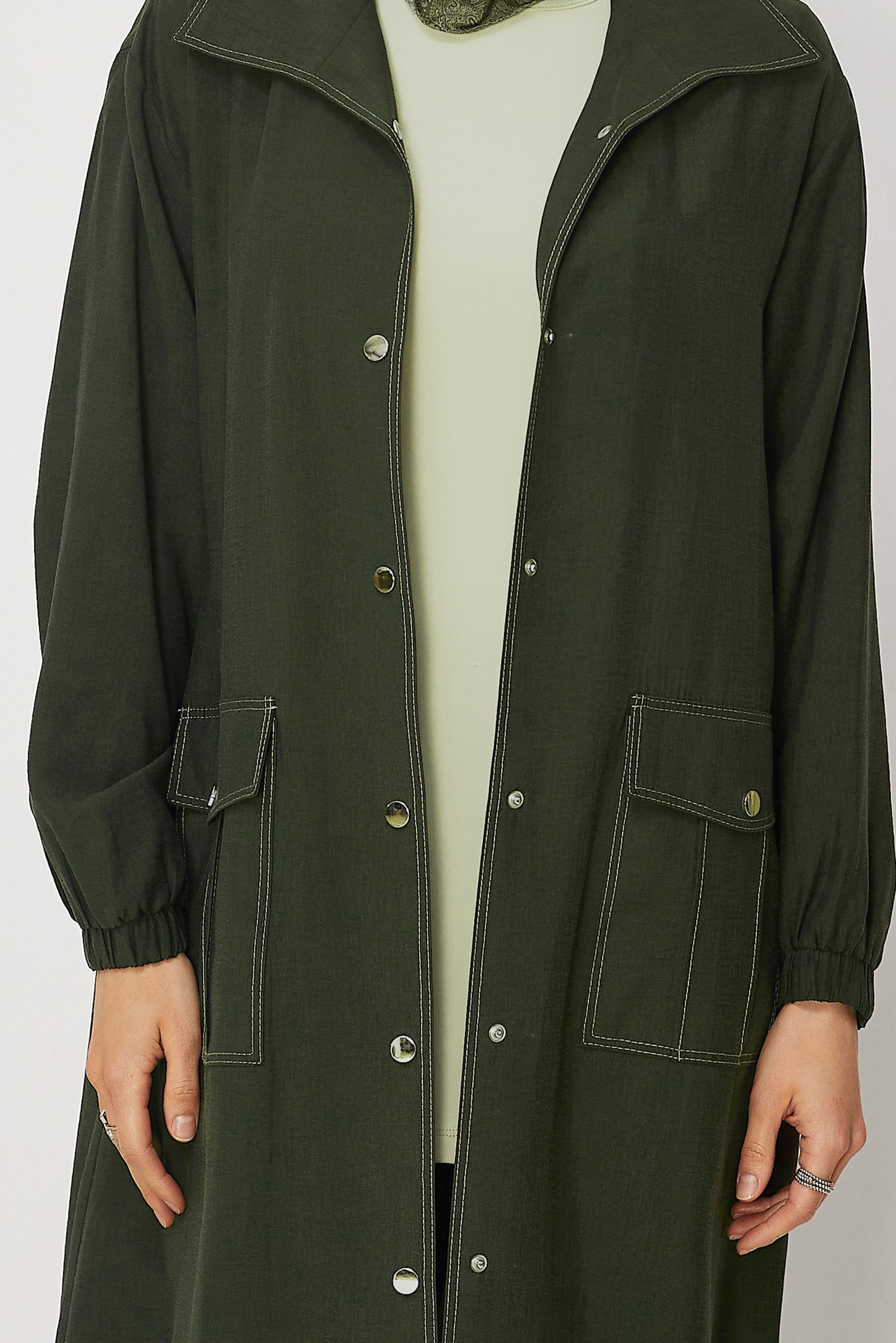 Hijab clothing KHAKI SMOCKED DETAIL JACKET 46396