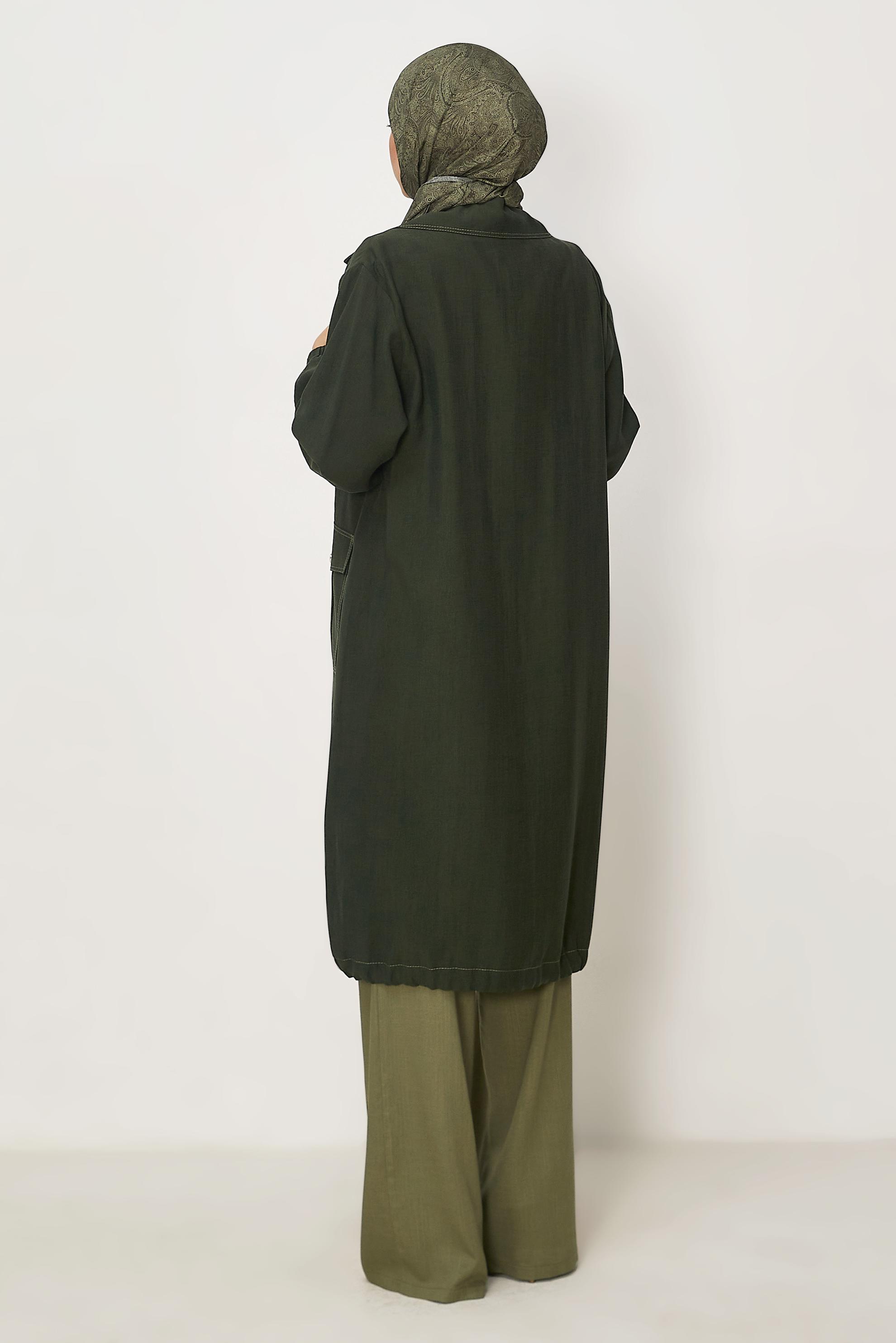 Hijab clothing KHAKI SMOCKED DETAIL JACKET 46396