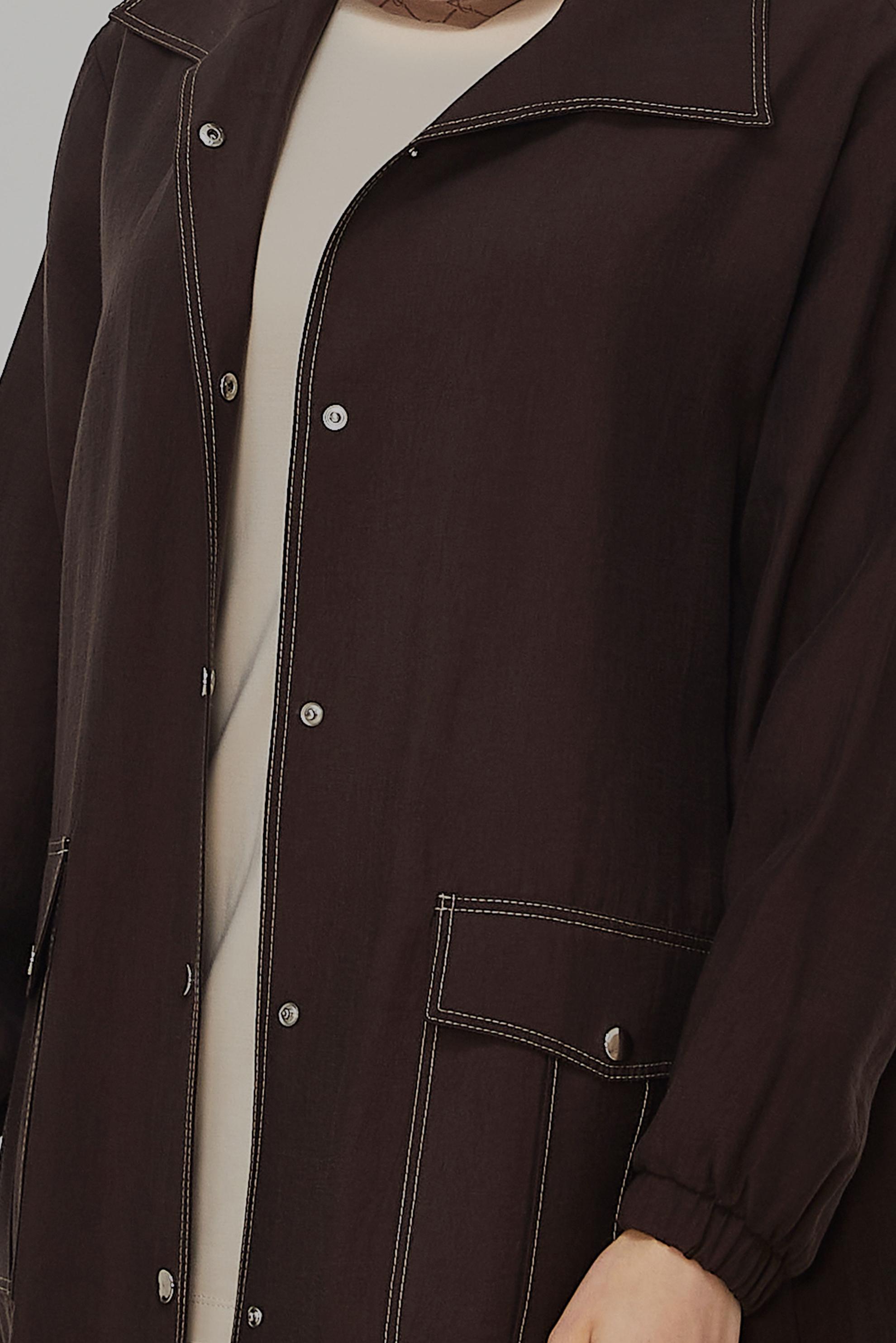 Hijab clothing BROWN SMOCKED DETAIL JACKET 46396