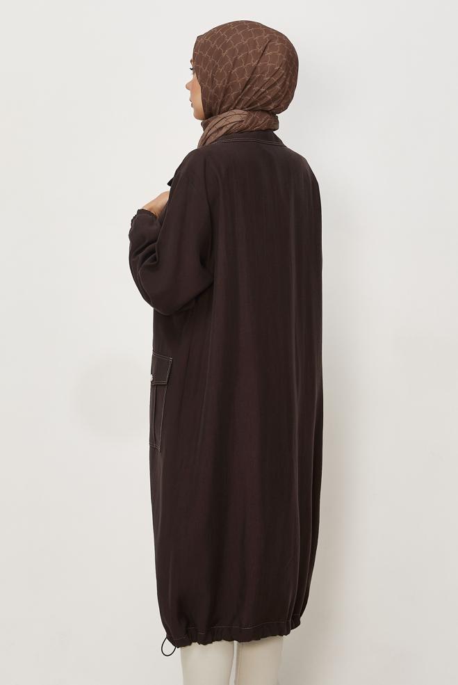 Hijab clothing BROWN SMOCKED DETAIL JACKET 46396 - ALVİNA