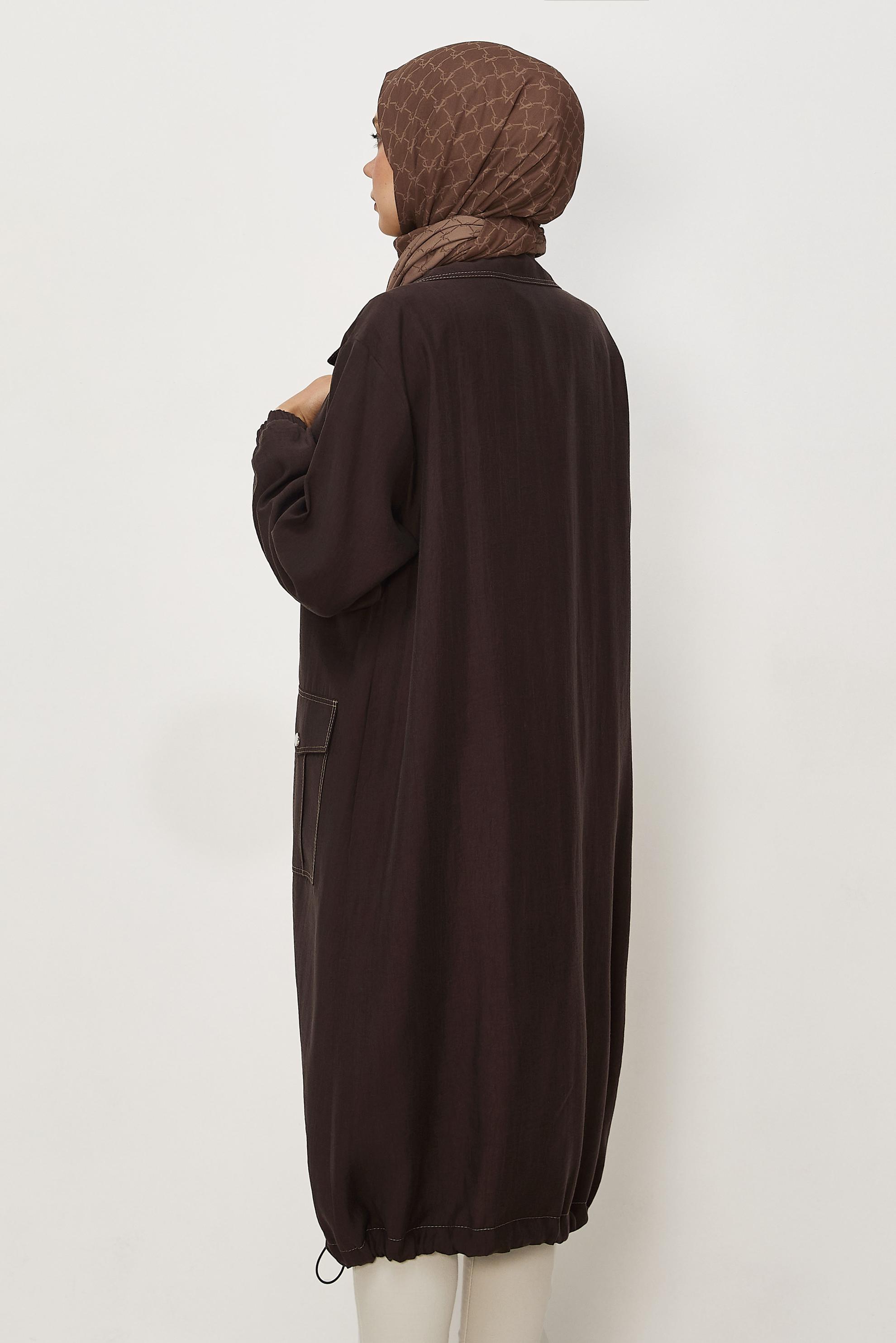 Hijab clothing BROWN SMOCKED DETAIL JACKET 46396