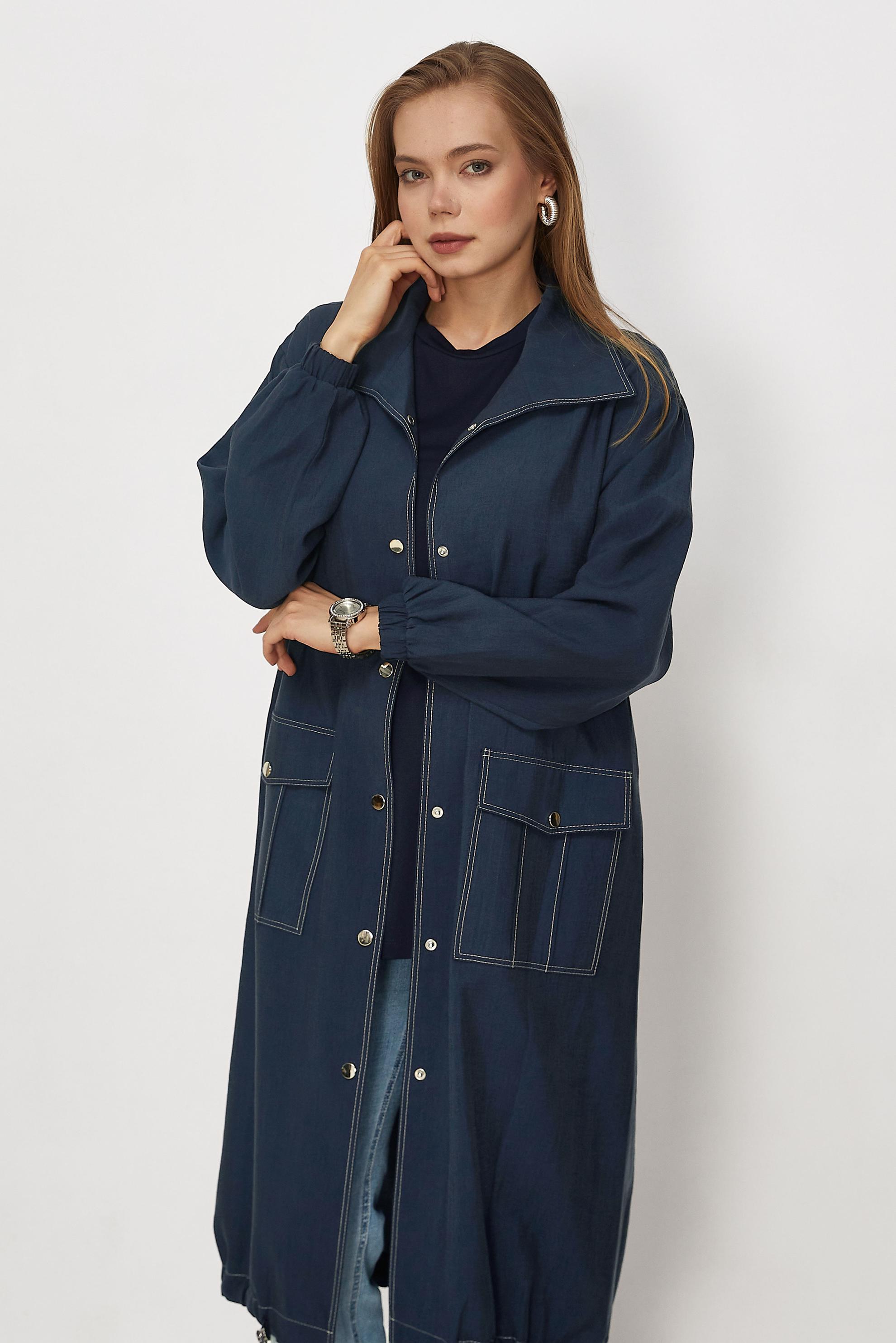 Hijab clothing NAVY BLUE SMOCKED DETAIL JACKET 46396