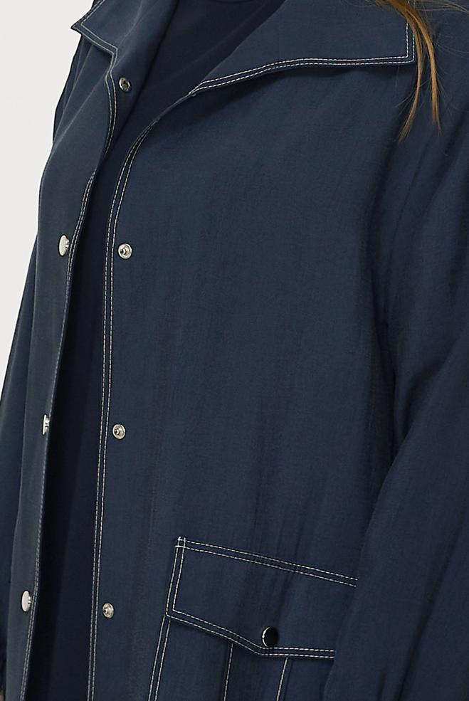 Hijab clothing NAVY BLUE SMOCKED DETAIL JACKET 46396 - ALVİNA