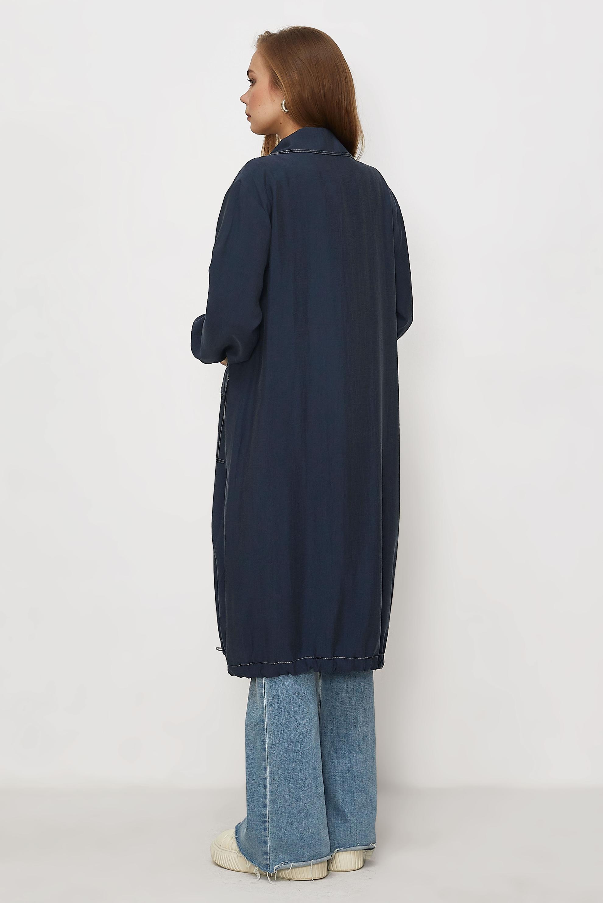 Hijab clothing NAVY BLUE SMOCKED DETAIL JACKET 46396