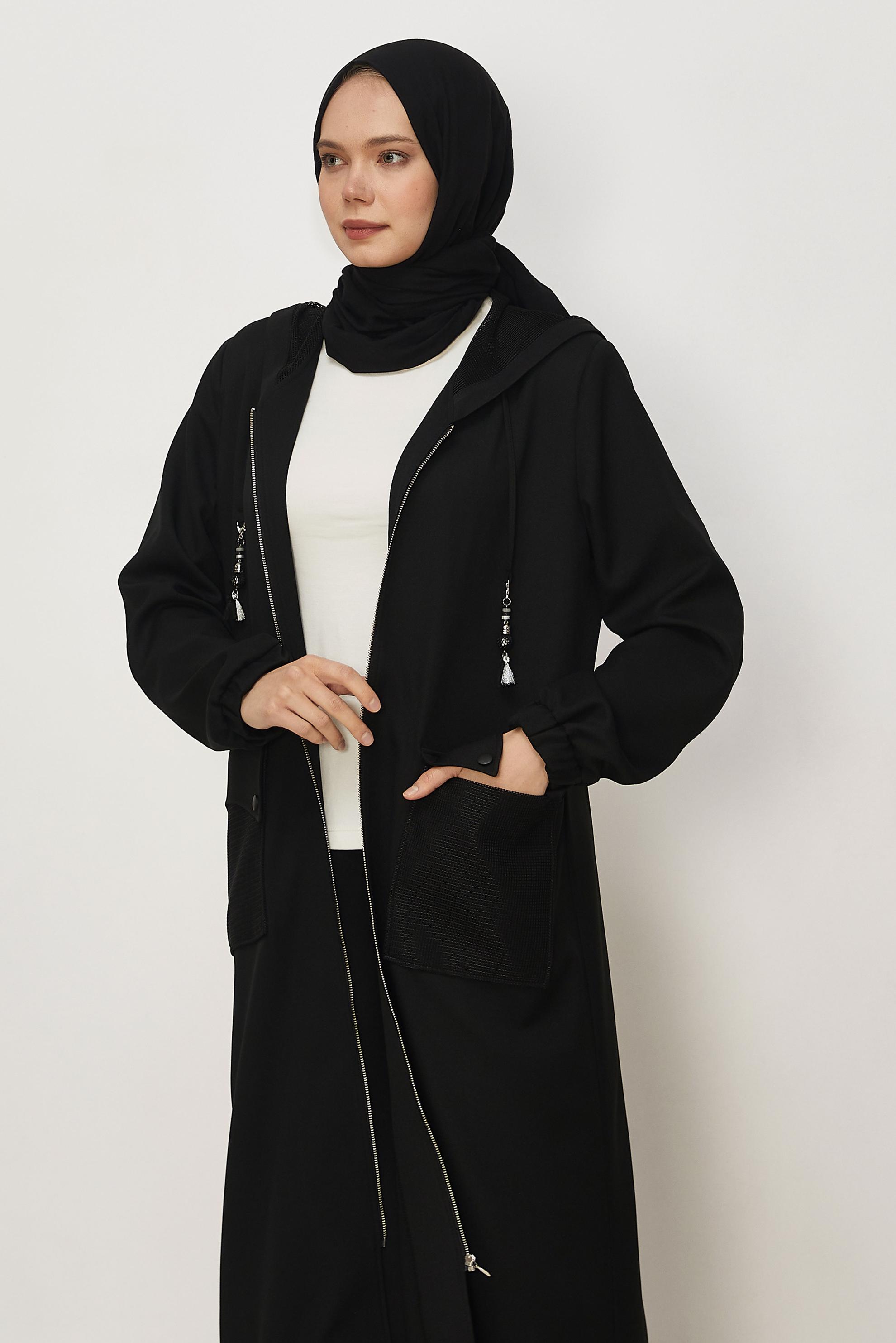 Hijab clothing BLACK HOODED JACKET 46398