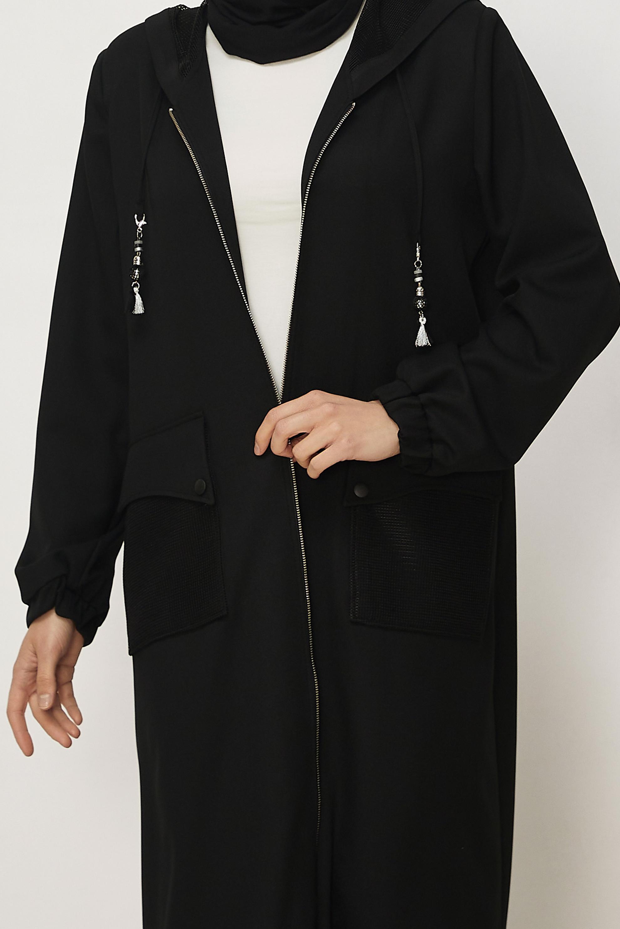 Hijab clothing BLACK HOODED JACKET 46398
