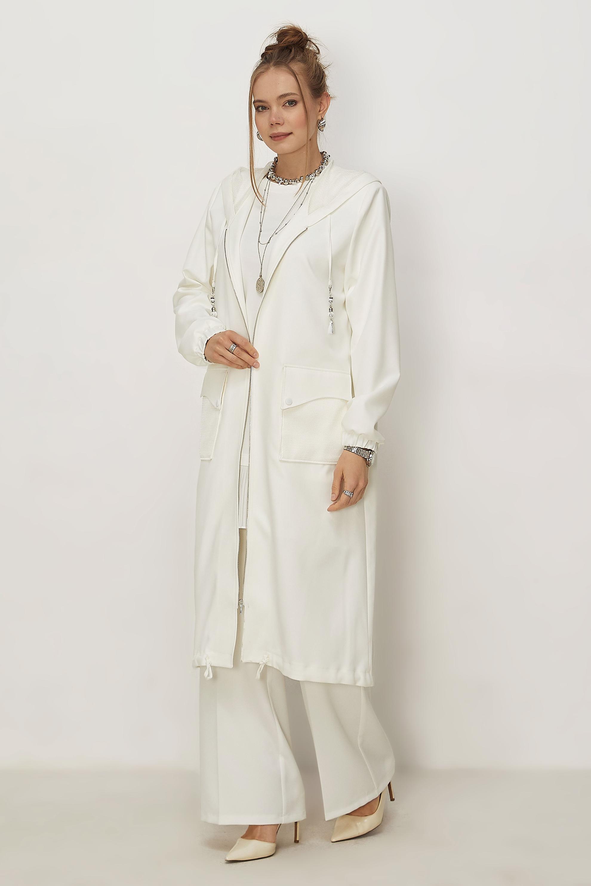 Hijab clothing WHITE HOODED JACKET 46398