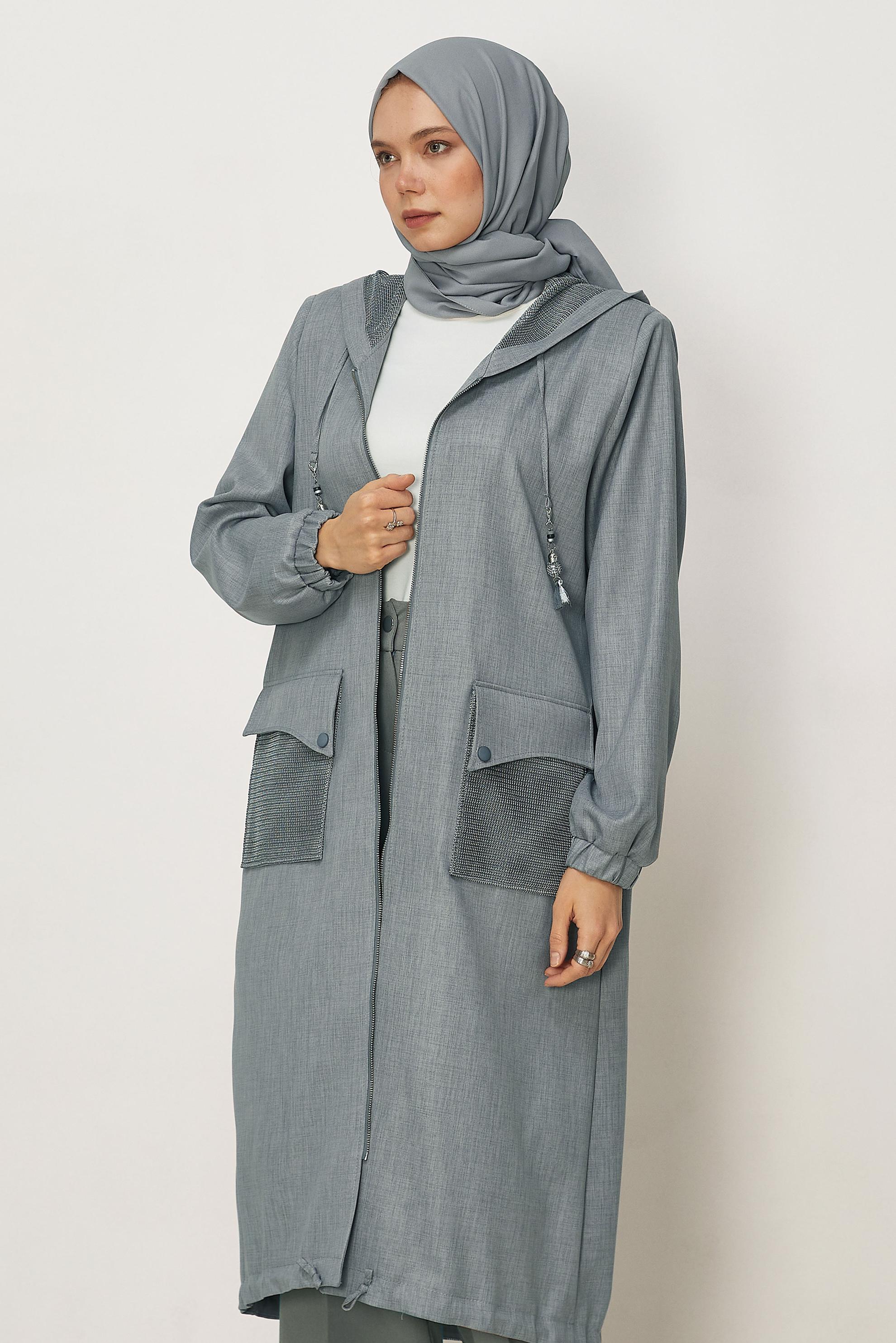 Hijab-Kleidung GRAU KAPUZENJACKE 46398