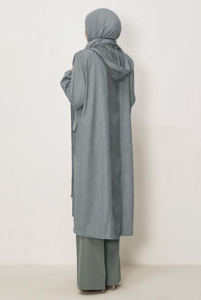 Hijab-Kleidung GRAU KAPUZENJACKE 46398 - ALVİNA