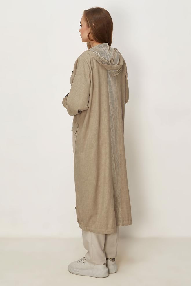 Hijab clothing BEIGE HOODED JACKET 46398 - ALVİNA