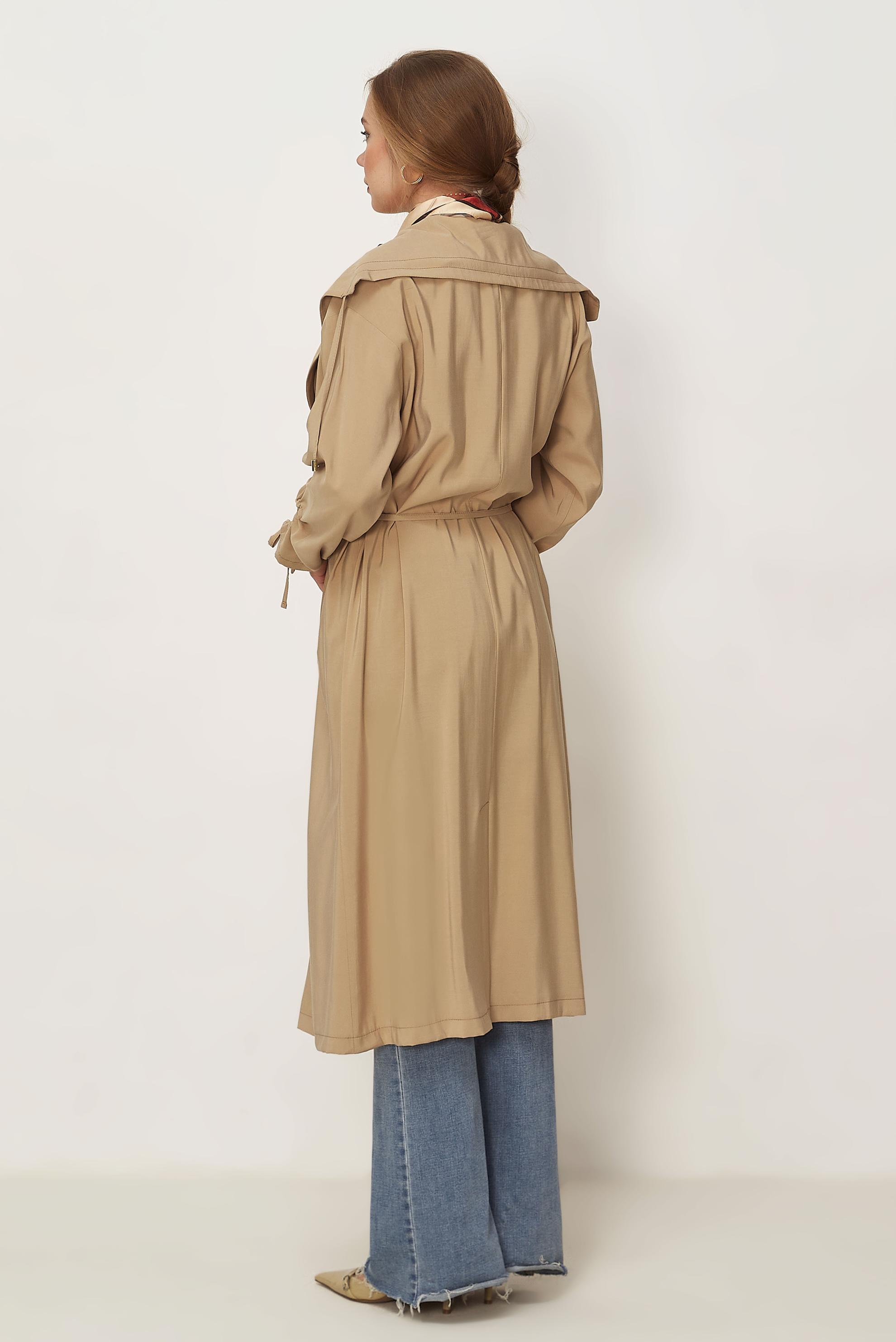 Hijab-Kleidung BRAUN JACKE AUS MODAL MIT GÜRTEL 46439