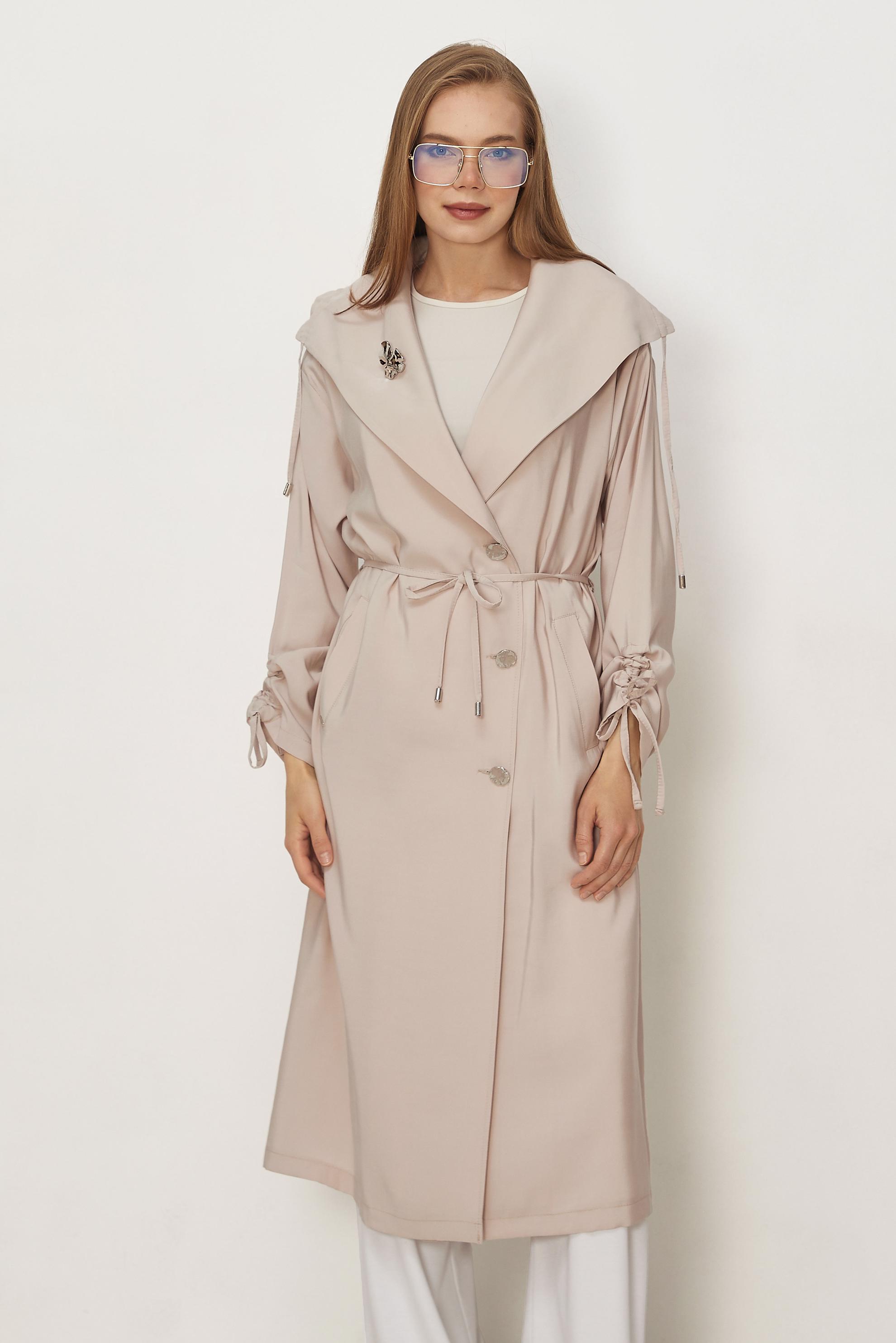 Hijab clothing BEIGE BELTED MODAL JACKET 46439