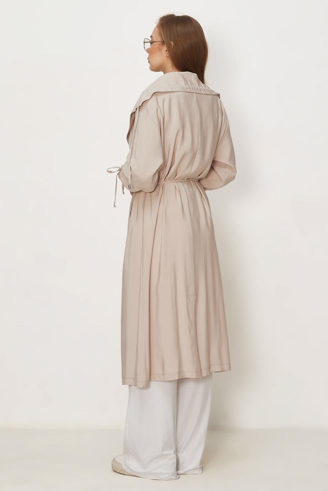 Hijab clothing BEIGE BELTED MODAL JACKET 46439 - ALVİNA