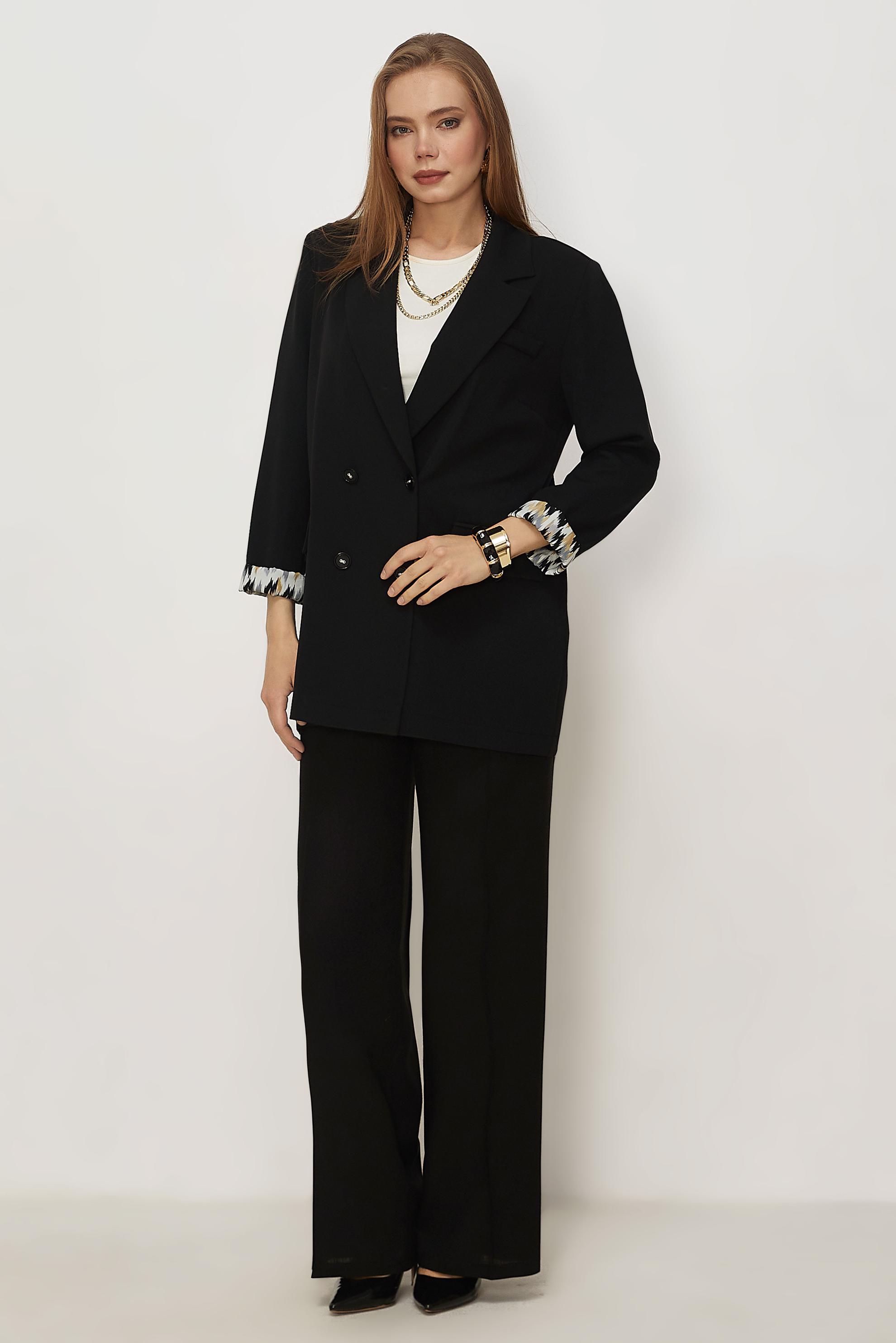 Tesettür giyim SİYAH KRUVAZE YAKA CEKET 46472