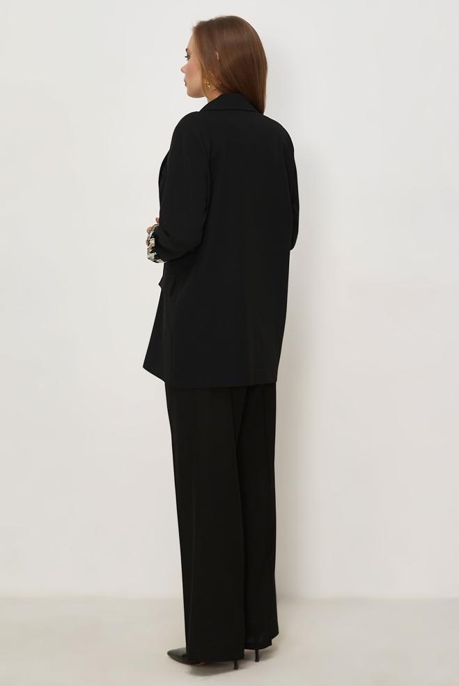 Tesettür giyim SİYAH KRUVAZE YAKA CEKET 46472 - ALVİNA