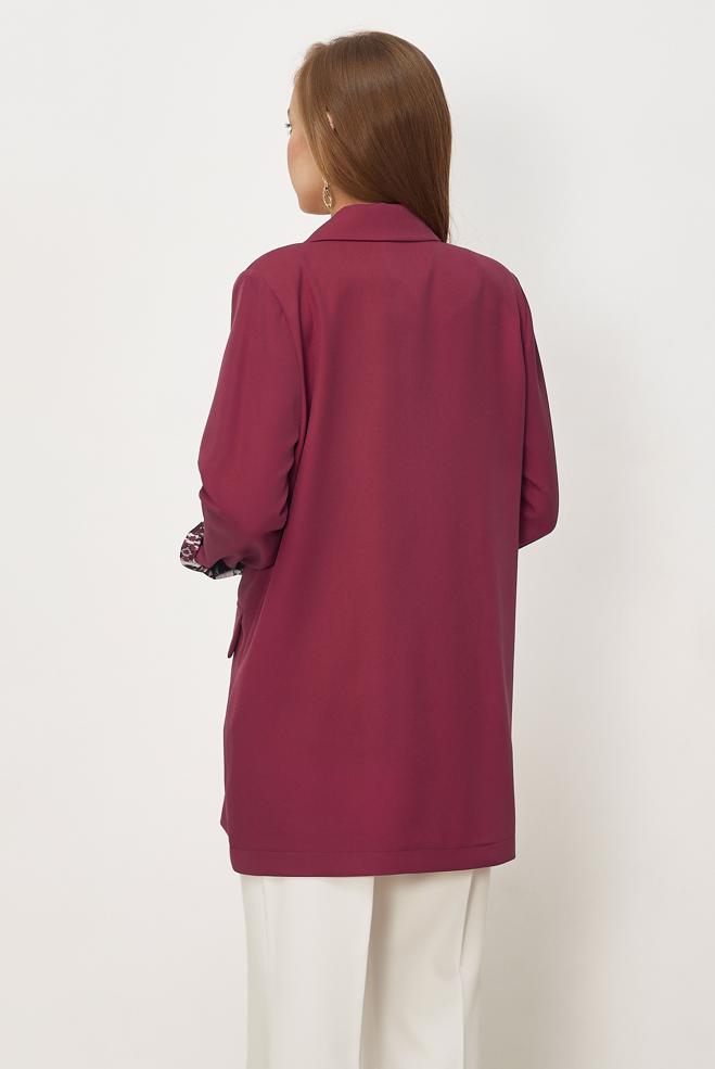 Tesettür giyim FUŞYA KRUVAZE YAKA CEKET 46472 - ALVİNA