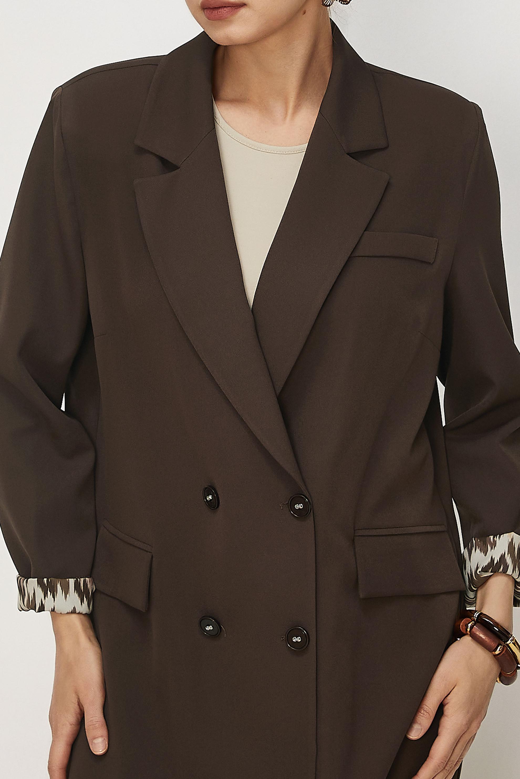 Tesettür giyim KAHVE KRUVAZE YAKA CEKET 46472