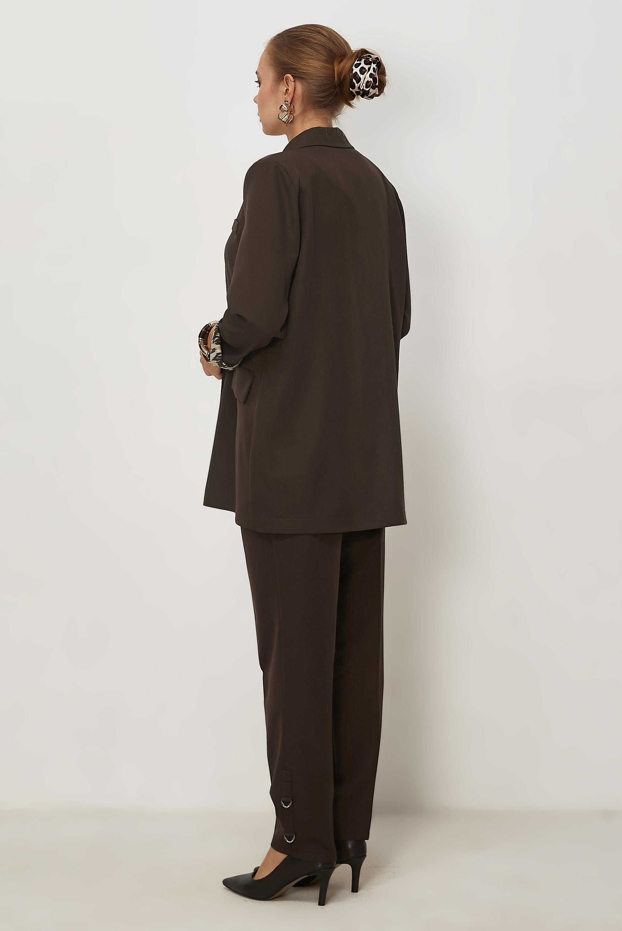 Tesettür giyim KAHVE KRUVAZE YAKA CEKET 46472