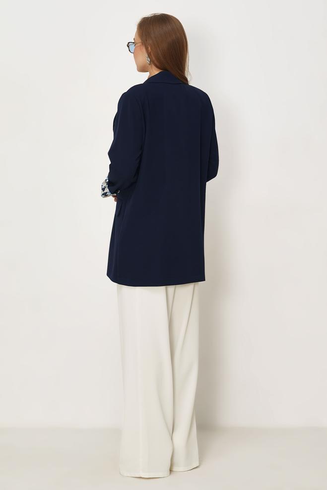 Tesettür giyim LACİVERT KRUVAZE YAKA CEKET 46472 - ALVİNA