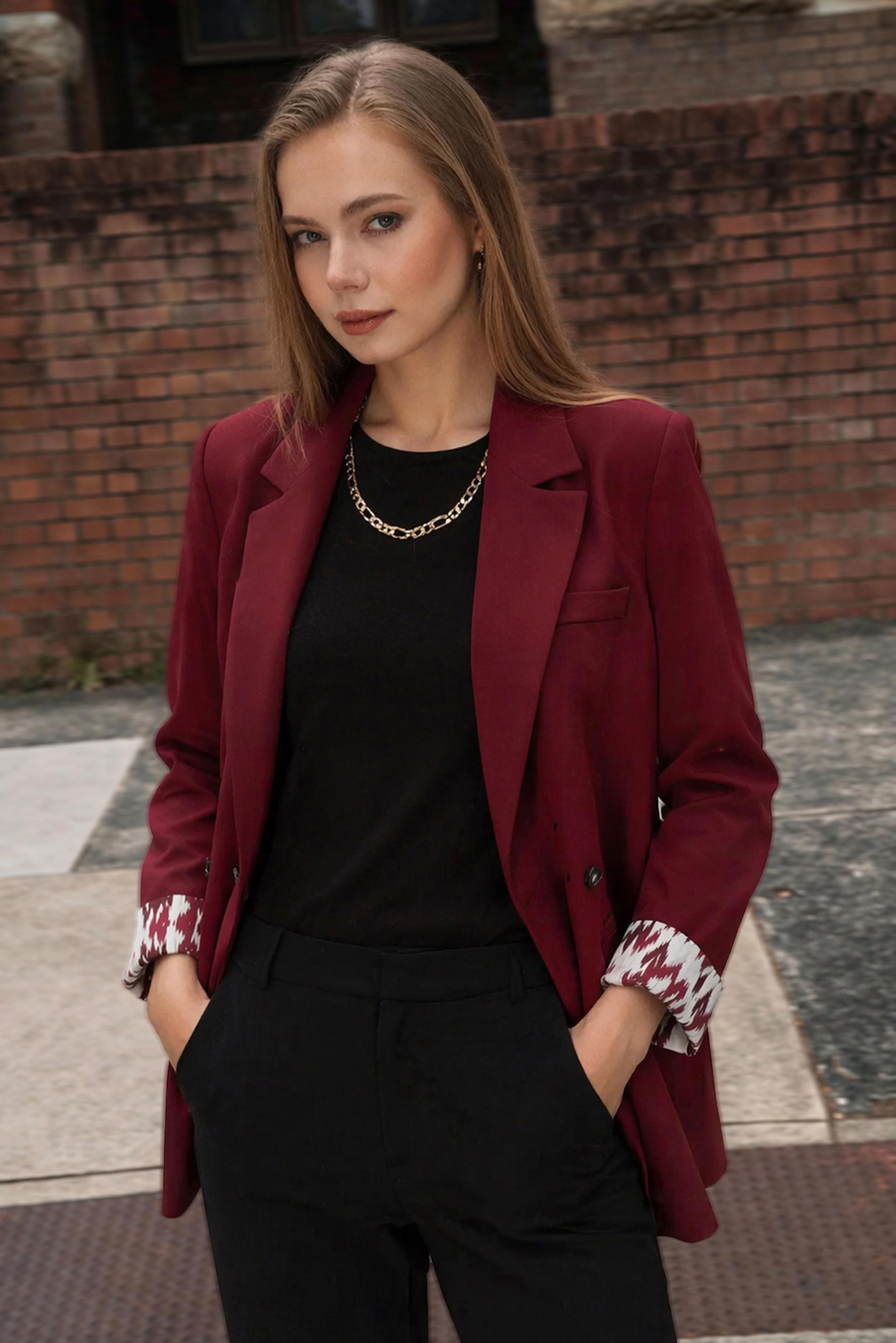 Tesettür giyim BEJ KRUVAZE YAKA CEKET 46472