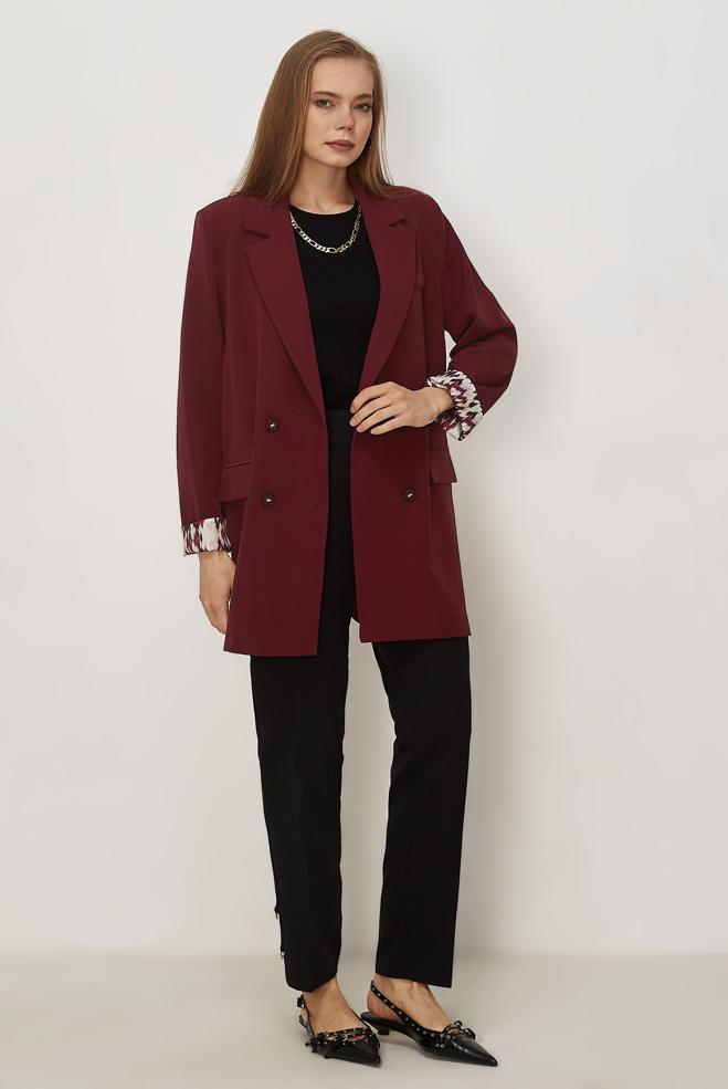 Tesettür giyim BEJ KRUVAZE YAKA CEKET 46472 - ALVİNA