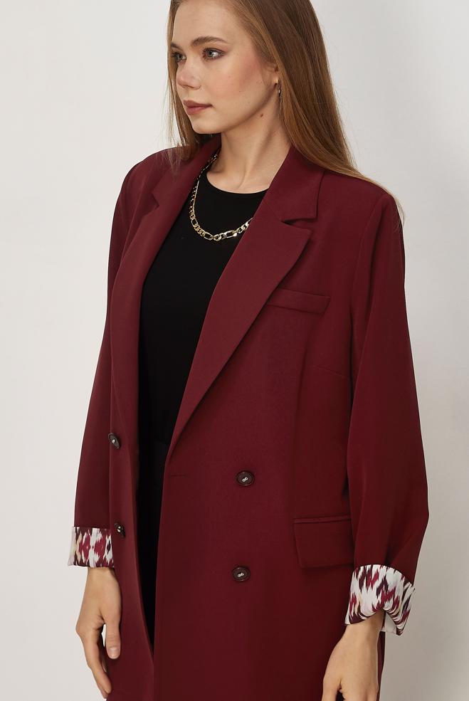 Tesettür giyim BEJ KRUVAZE YAKA CEKET 46472 - ALVİNA