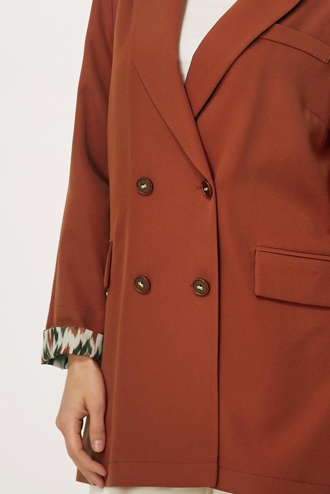 Tesettür giyim BEJ KRUVAZE YAKA CEKET 46472 - ALVİNA