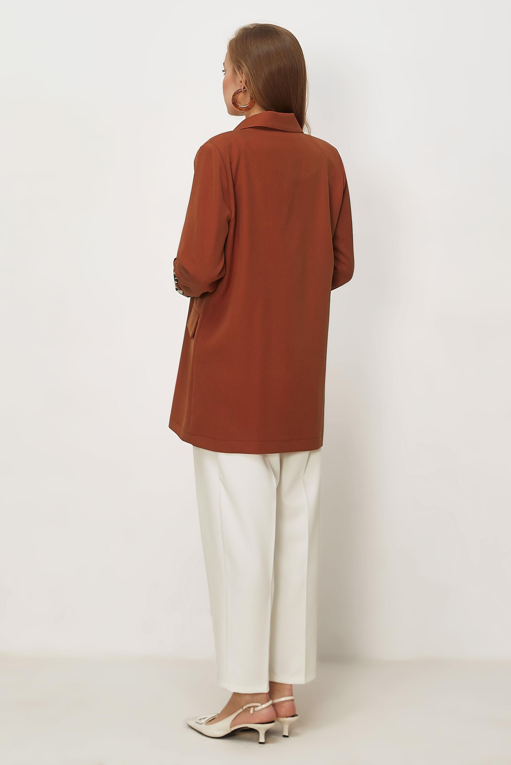 Tesettür giyim BEJ KRUVAZE YAKA CEKET 46472