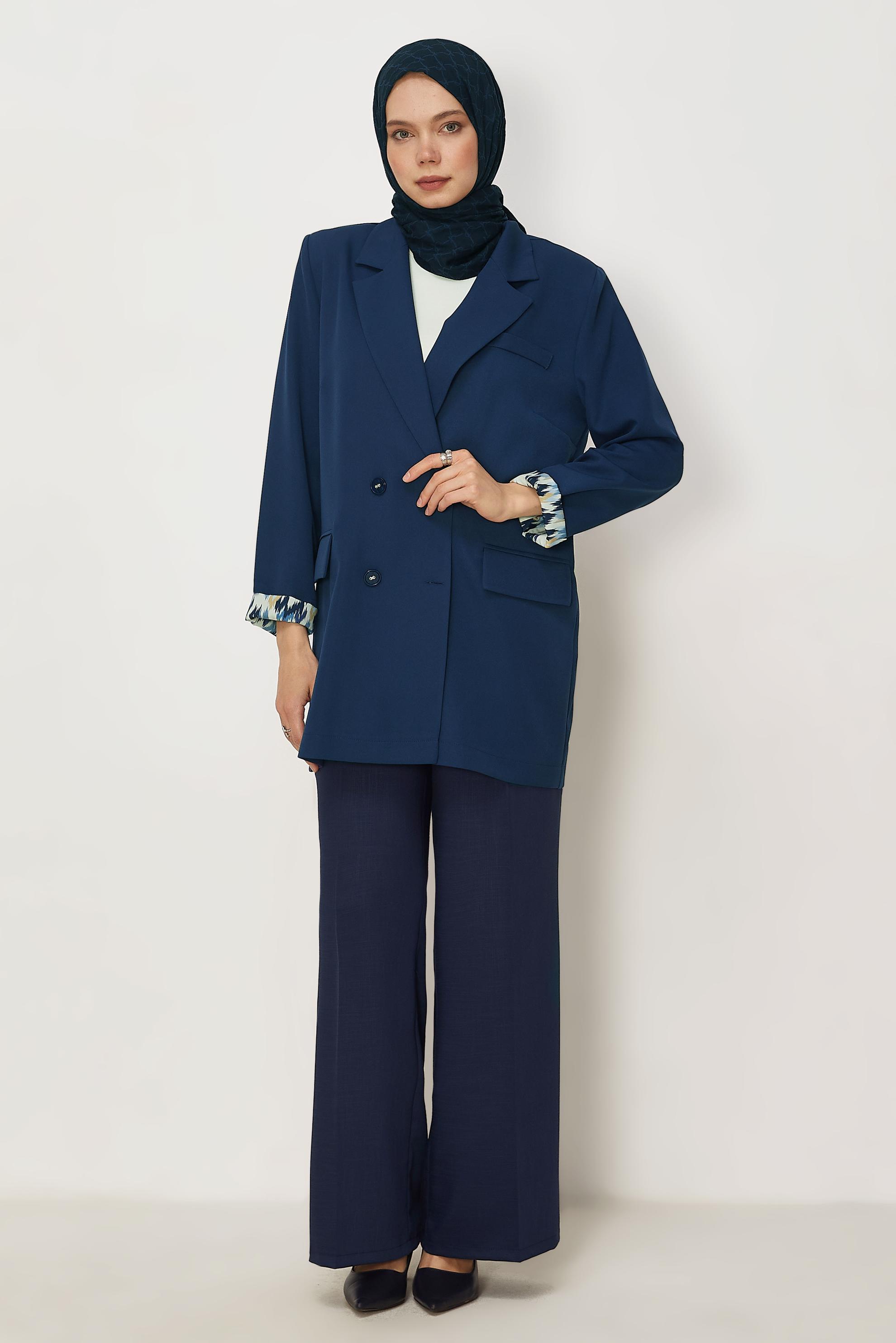 Tesettür giyim BEJ KRUVAZE YAKA CEKET 46472