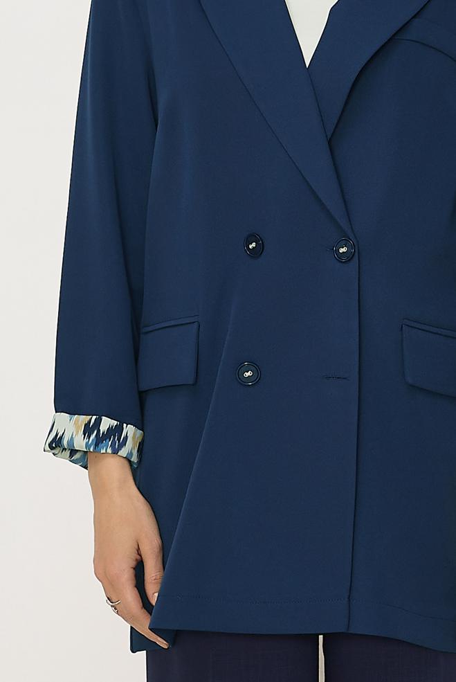 Tesettür giyim BEJ KRUVAZE YAKA CEKET 46472 - ALVİNA