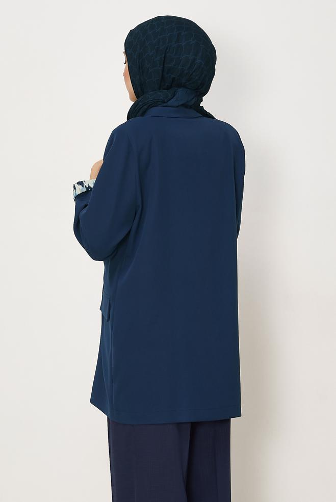 Tesettür giyim BEJ KRUVAZE YAKA CEKET 46472 - ALVİNA