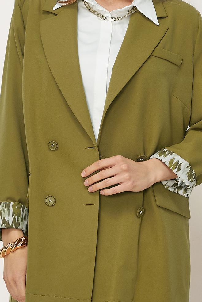 Tesettür giyim YEŞİL KRUVAZE YAKA CEKET 46472 - ALVİNA