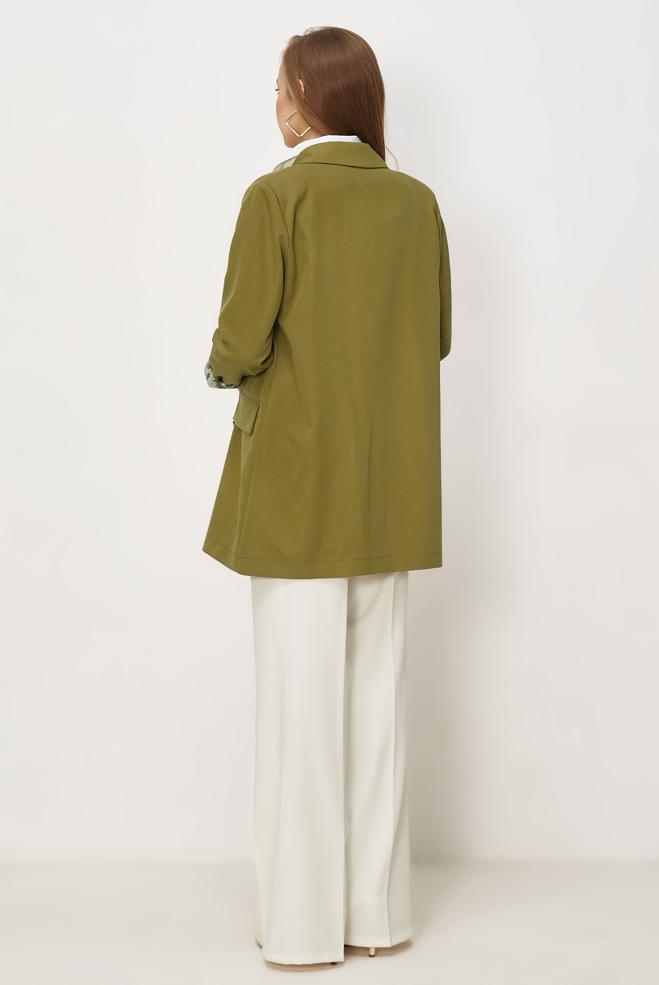 Tesettür giyim YEŞİL KRUVAZE YAKA CEKET 46472 - ALVİNA