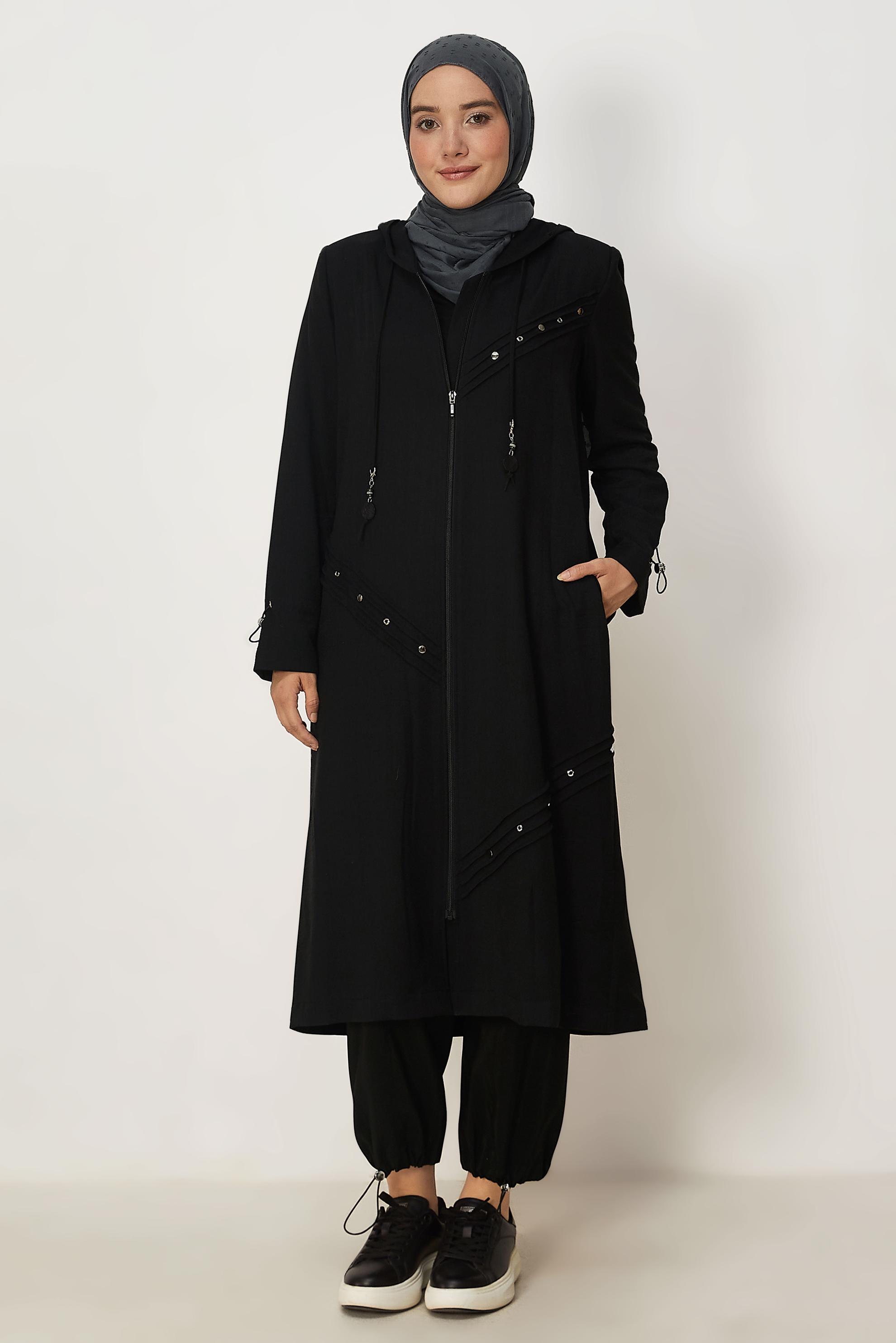 Vêtements hijab NOIR VESTE EFFET LIN 46530