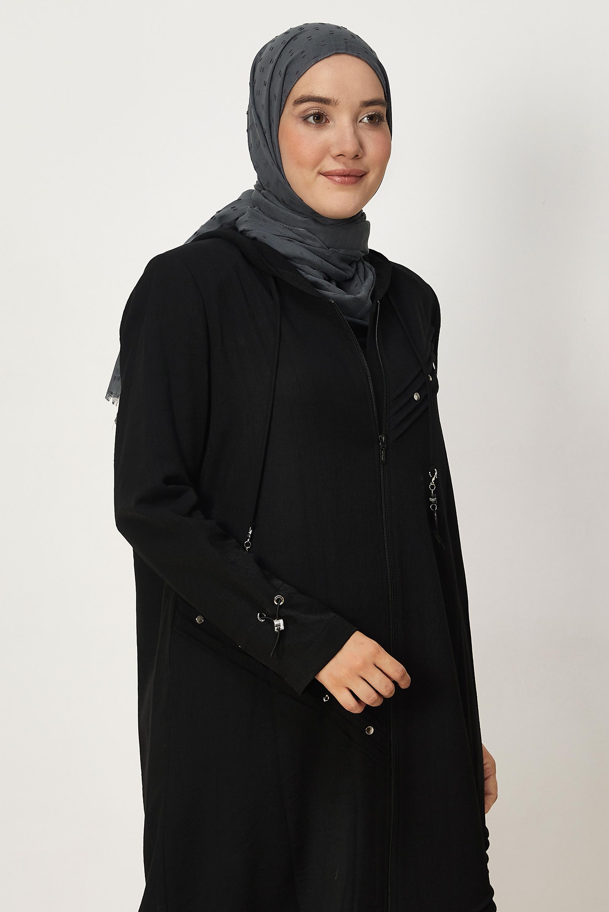 Vêtements hijab NOIR VESTE EFFET LIN 46530