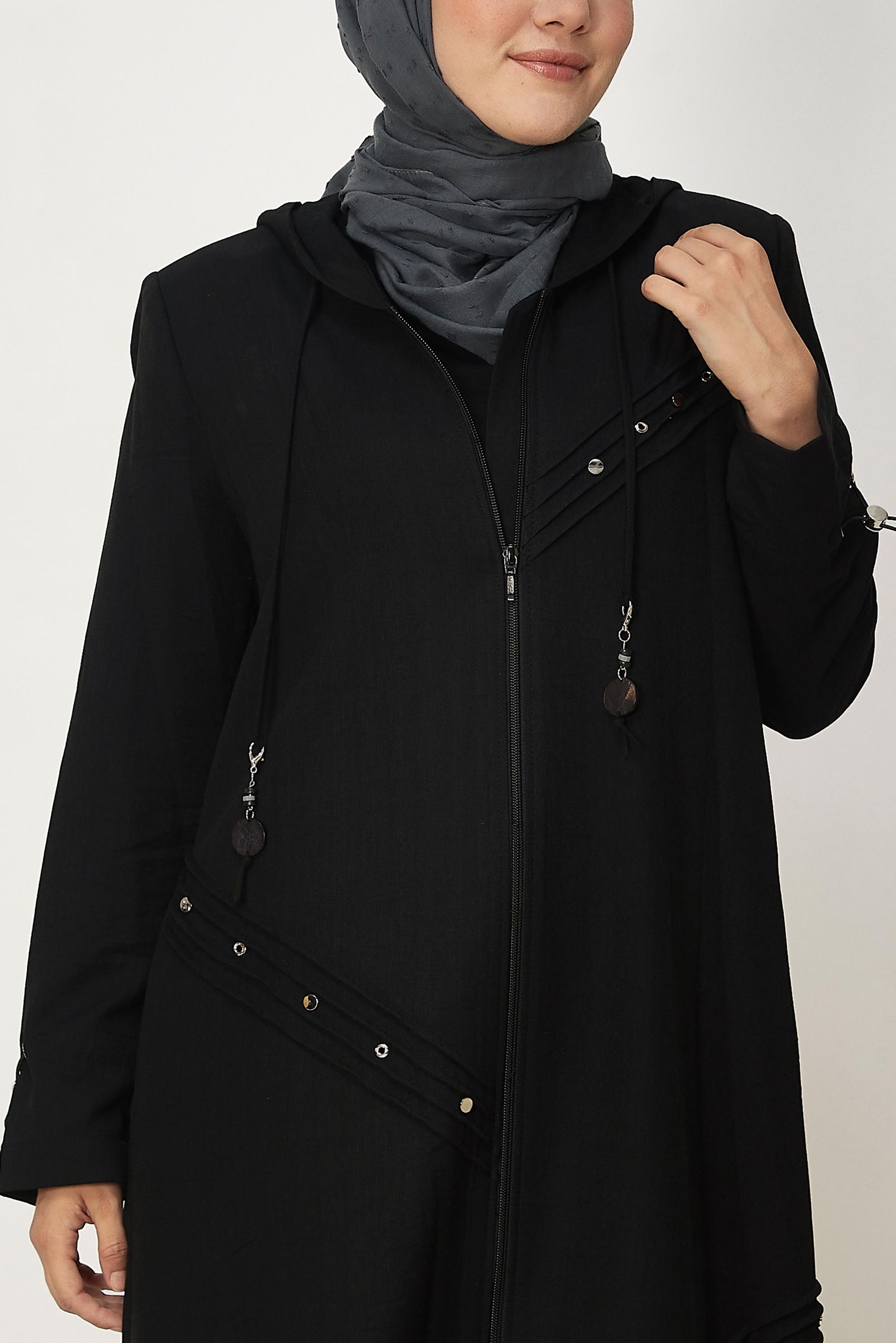 Vêtements hijab NOIR VESTE EFFET LIN 46530