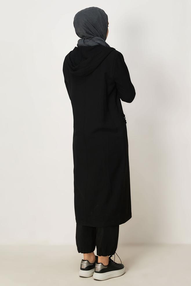 Vêtements hijab NOIR VESTE EFFET LIN 46530 - ALVİNA