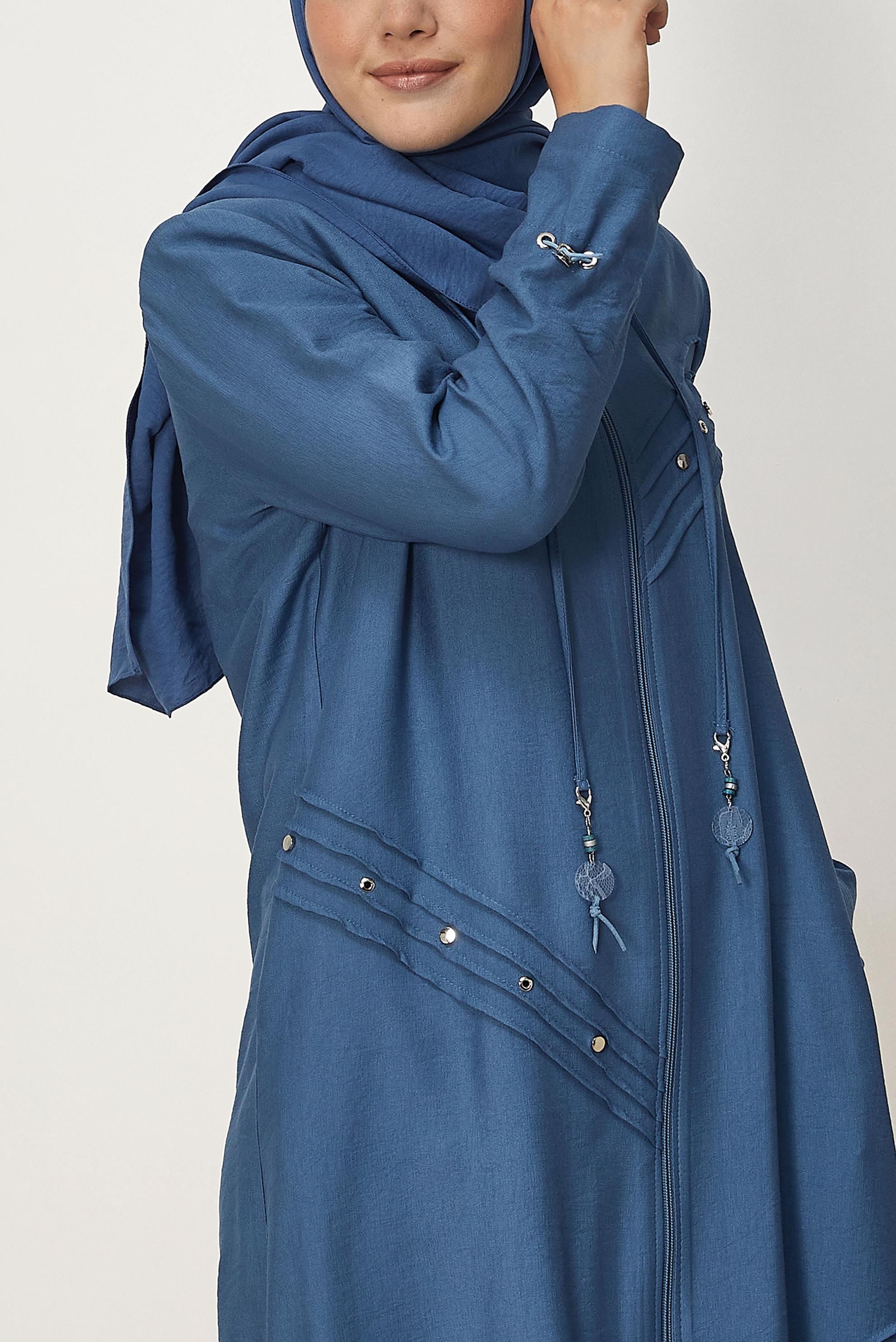 Vêtements hijab BLEU MARINE VESTE EFFET LIN 46530