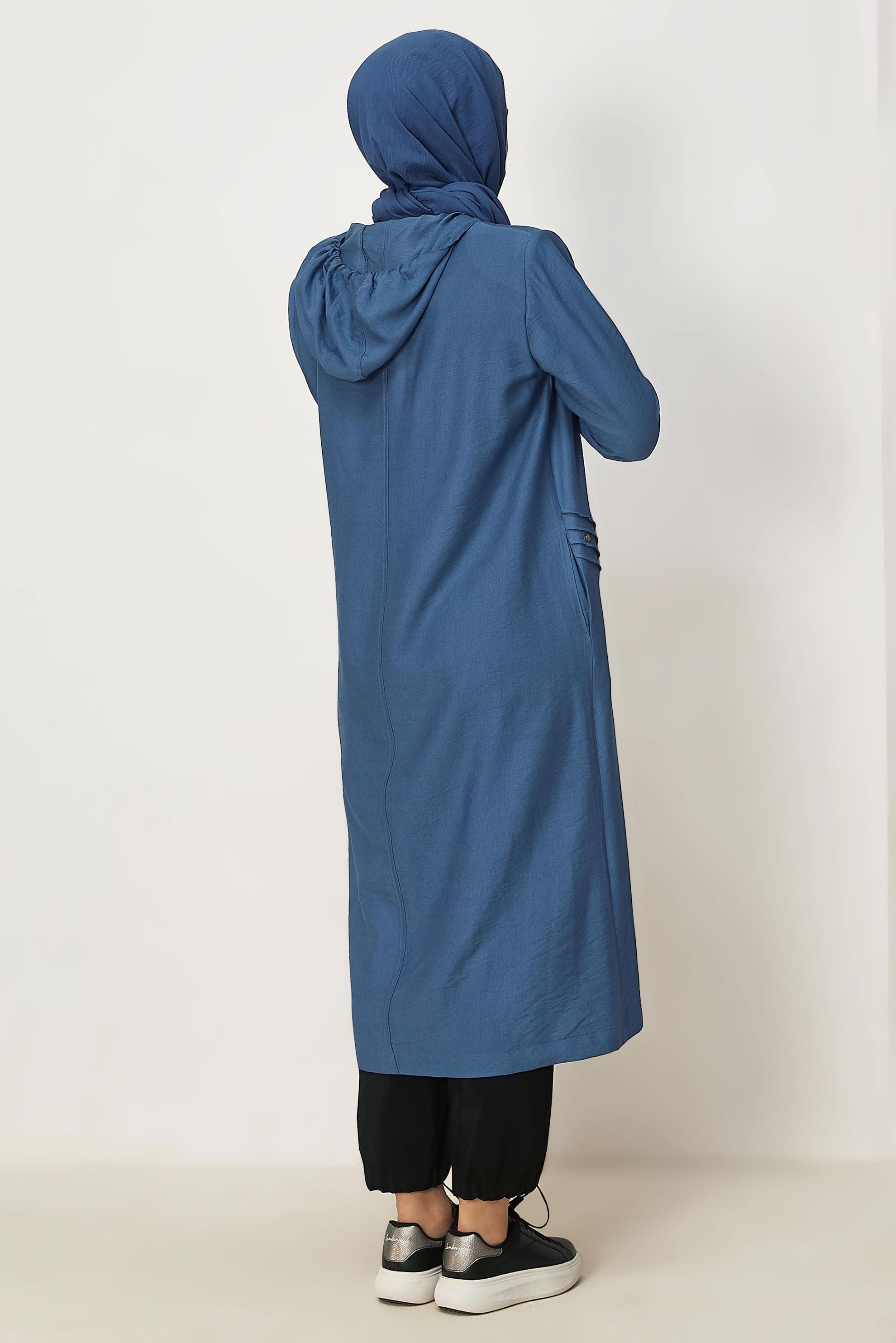 Vêtements hijab BLEU MARINE VESTE EFFET LIN 46530