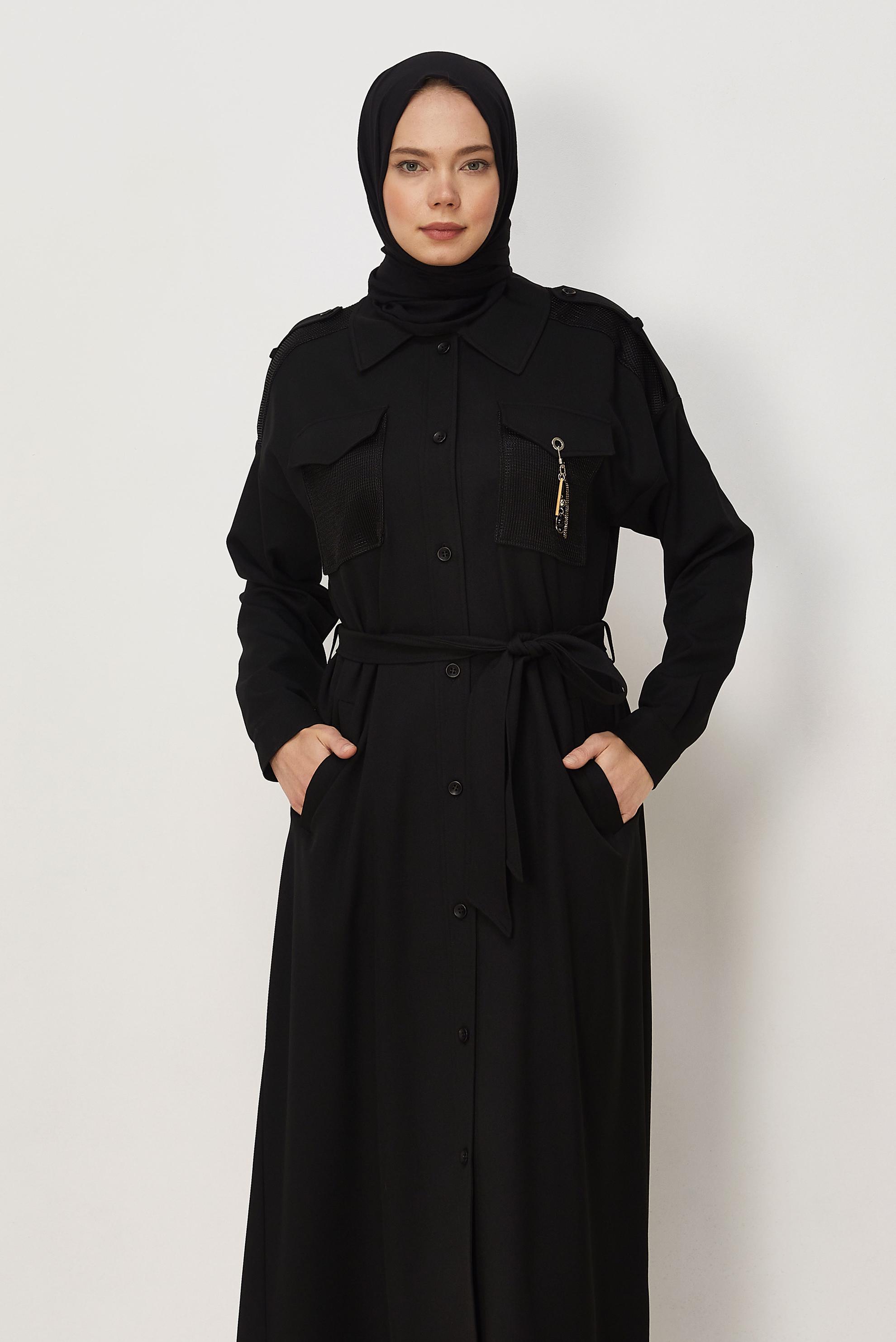 Hijab clothing BLACK BELTED JACKET 46532